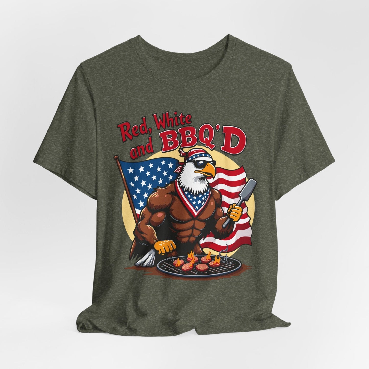 Patriotic BBQ Eagle T-Shirt | Red, White, and BBQ'D