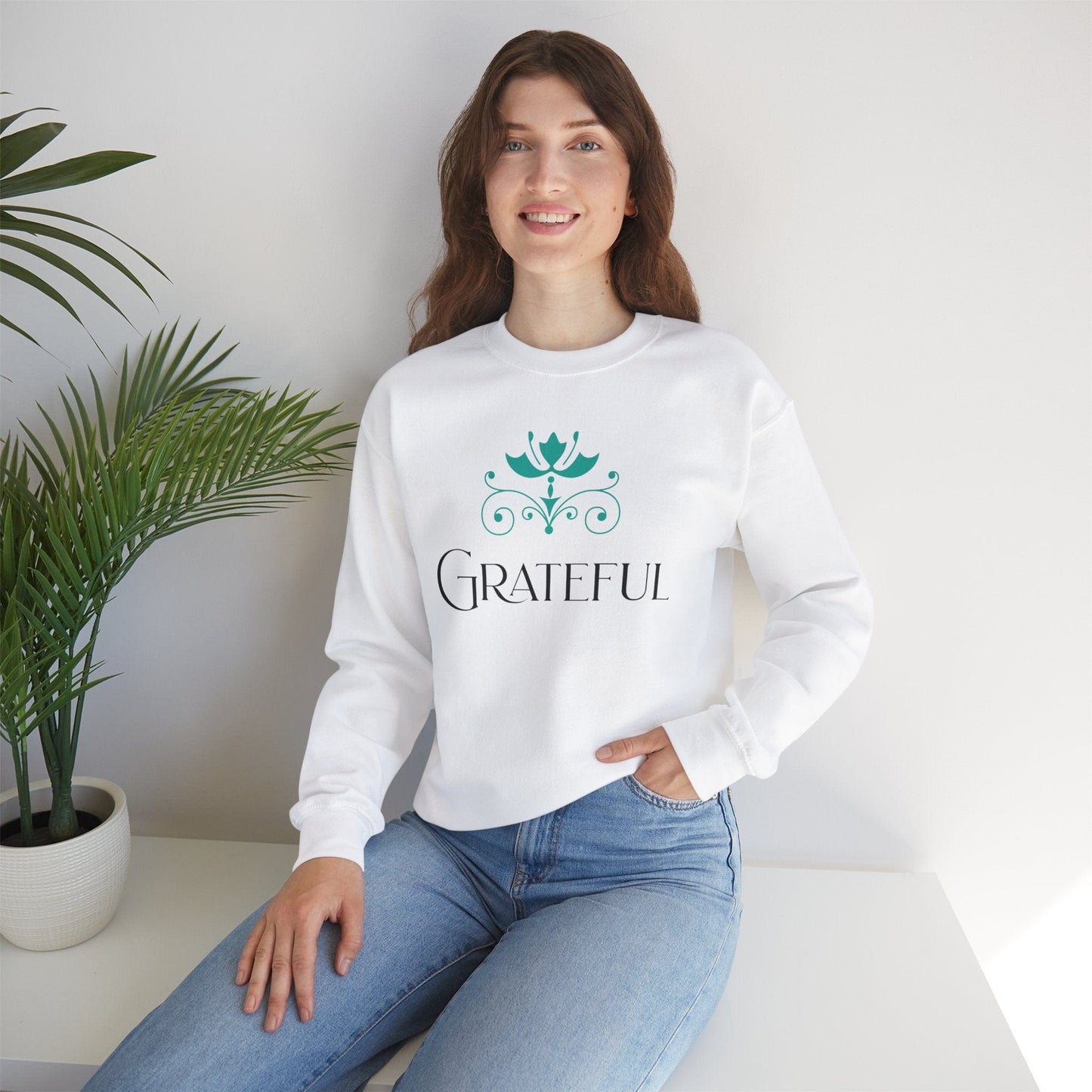 Lotus Crown Relaxed Crewneck Sweatshirt for Comfort and Style