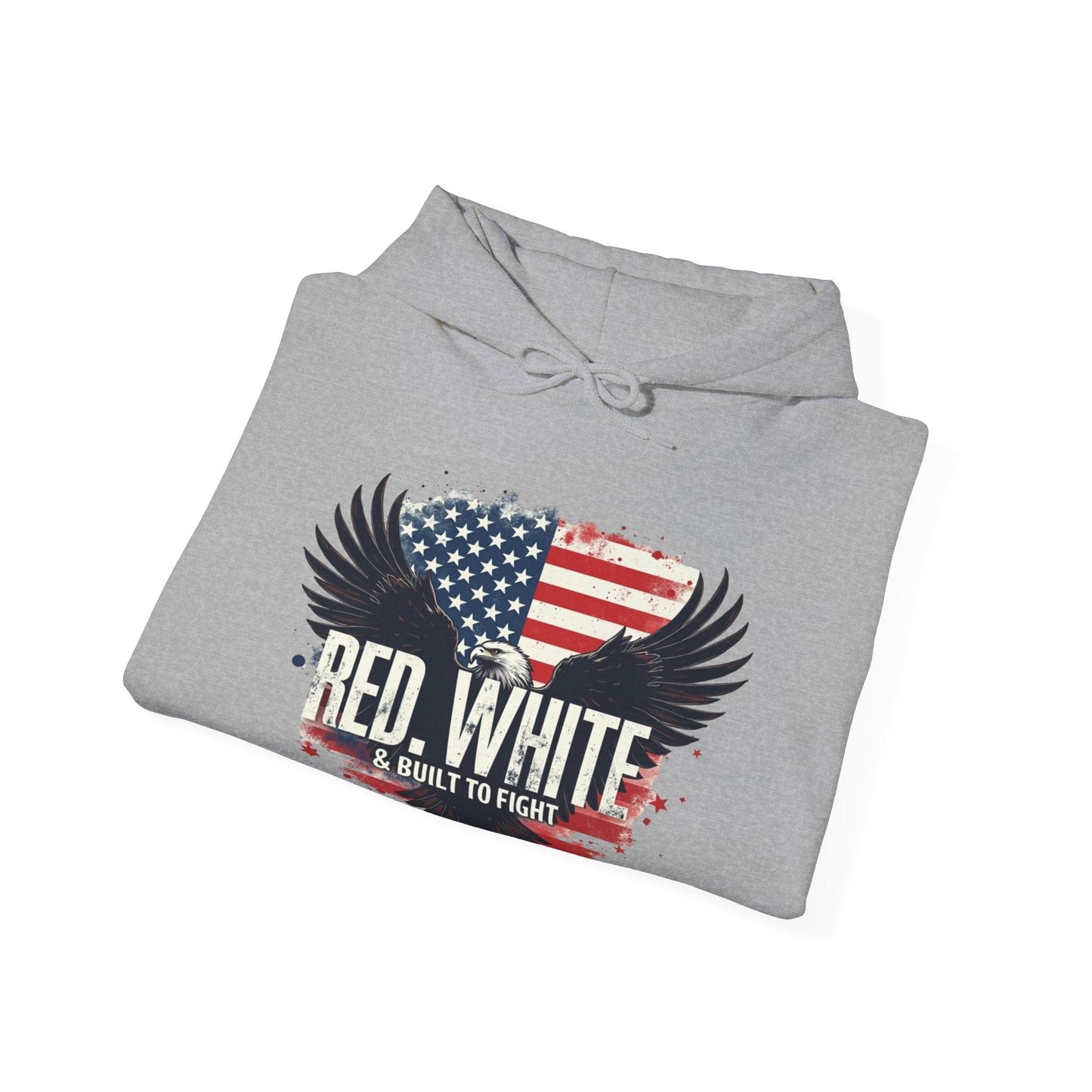 Patriotic Eagle Hoodie - Red, White & Built to Fight