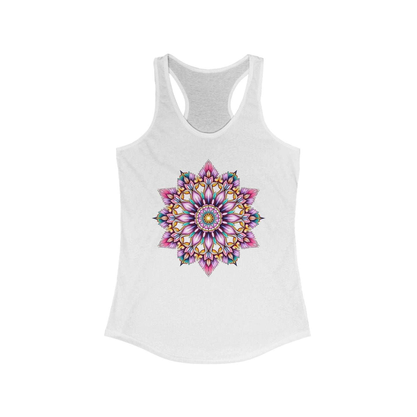 Mandala Floral Women's Racerback Tank Top - Ideal for Yoga & Summer