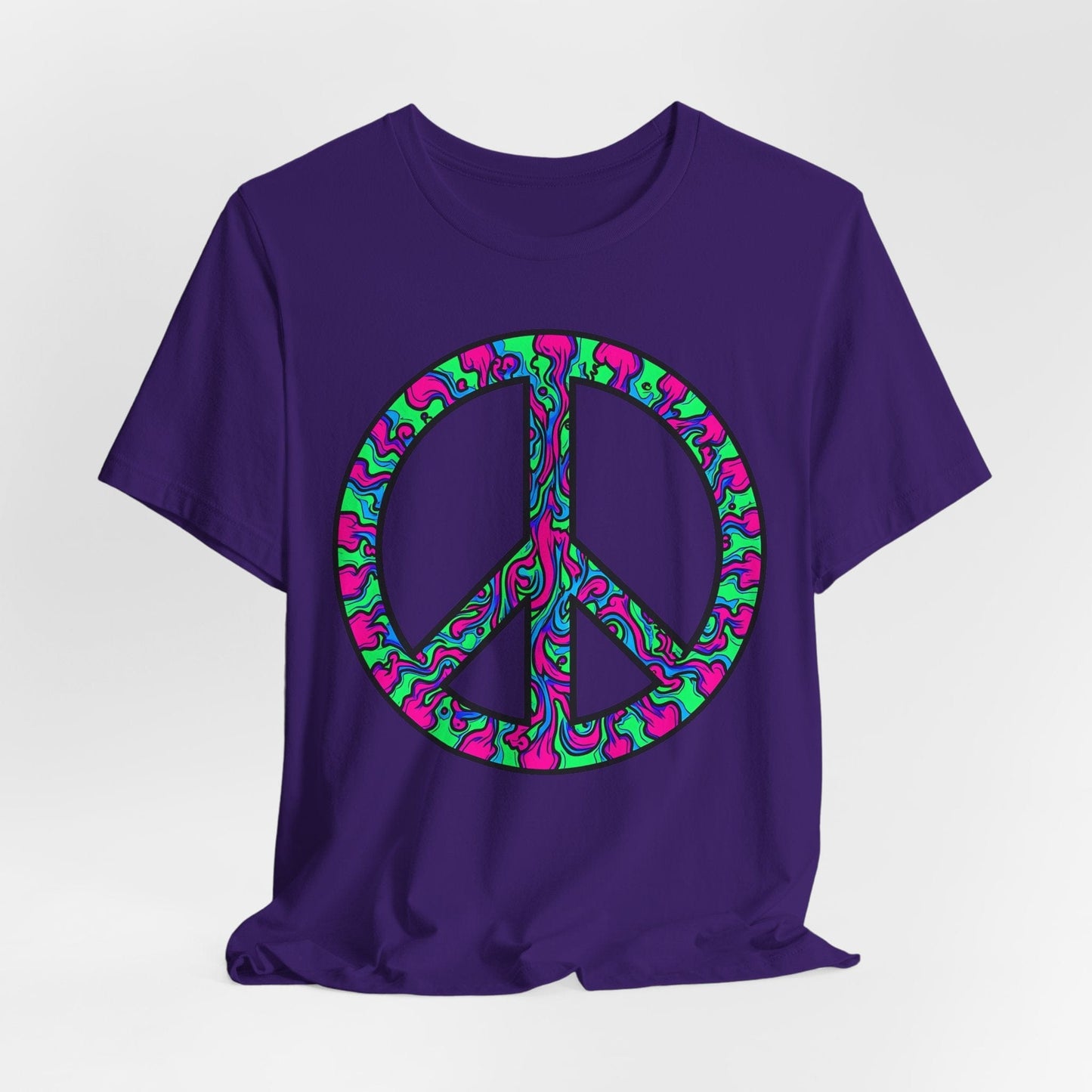 Psychedelic Peace Symbol T-Shirt - Retro Vibe T-Shirt for Festival Lovers
