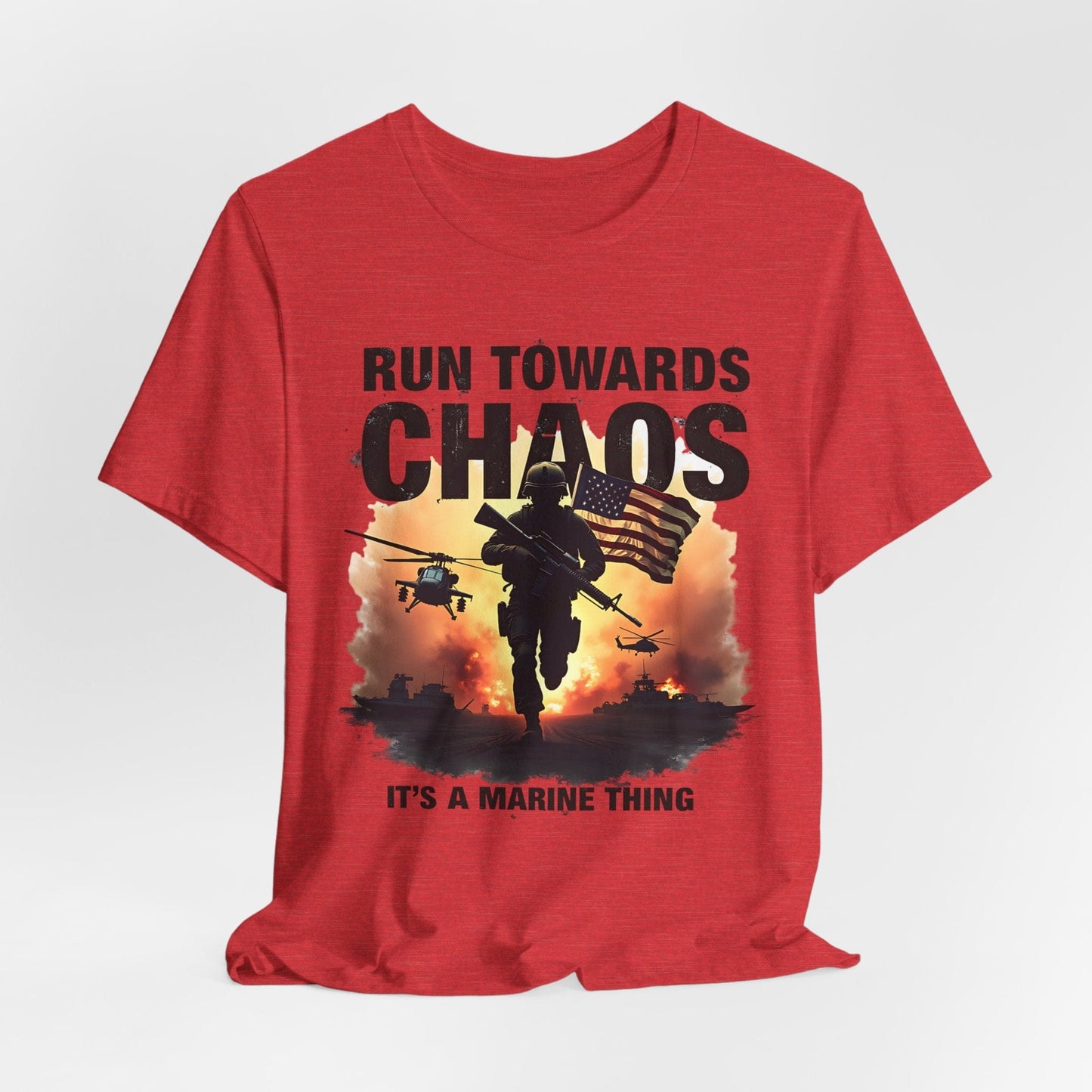 Marine Corps Run Towards Chaos Tee | Bold & Motivational