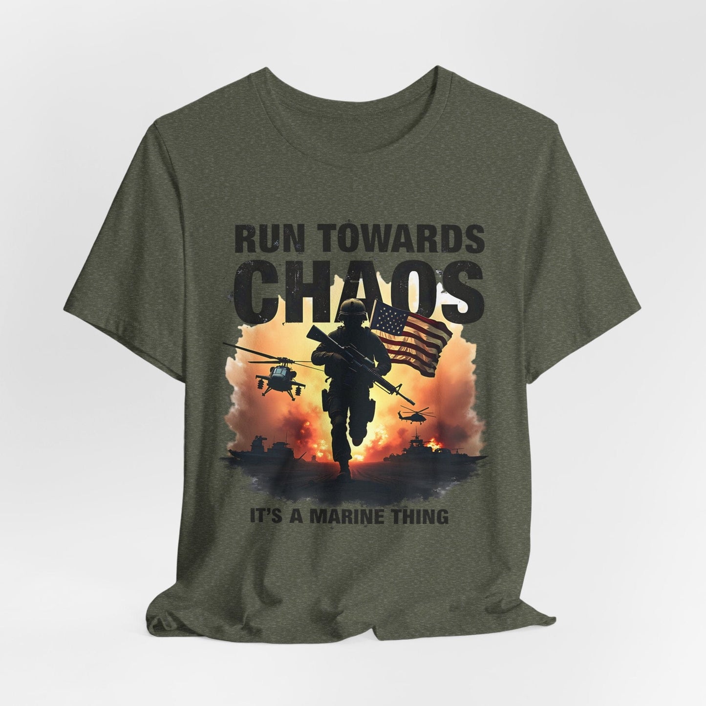 Marine Corps Run Towards Chaos Tee | Bold & Motivational