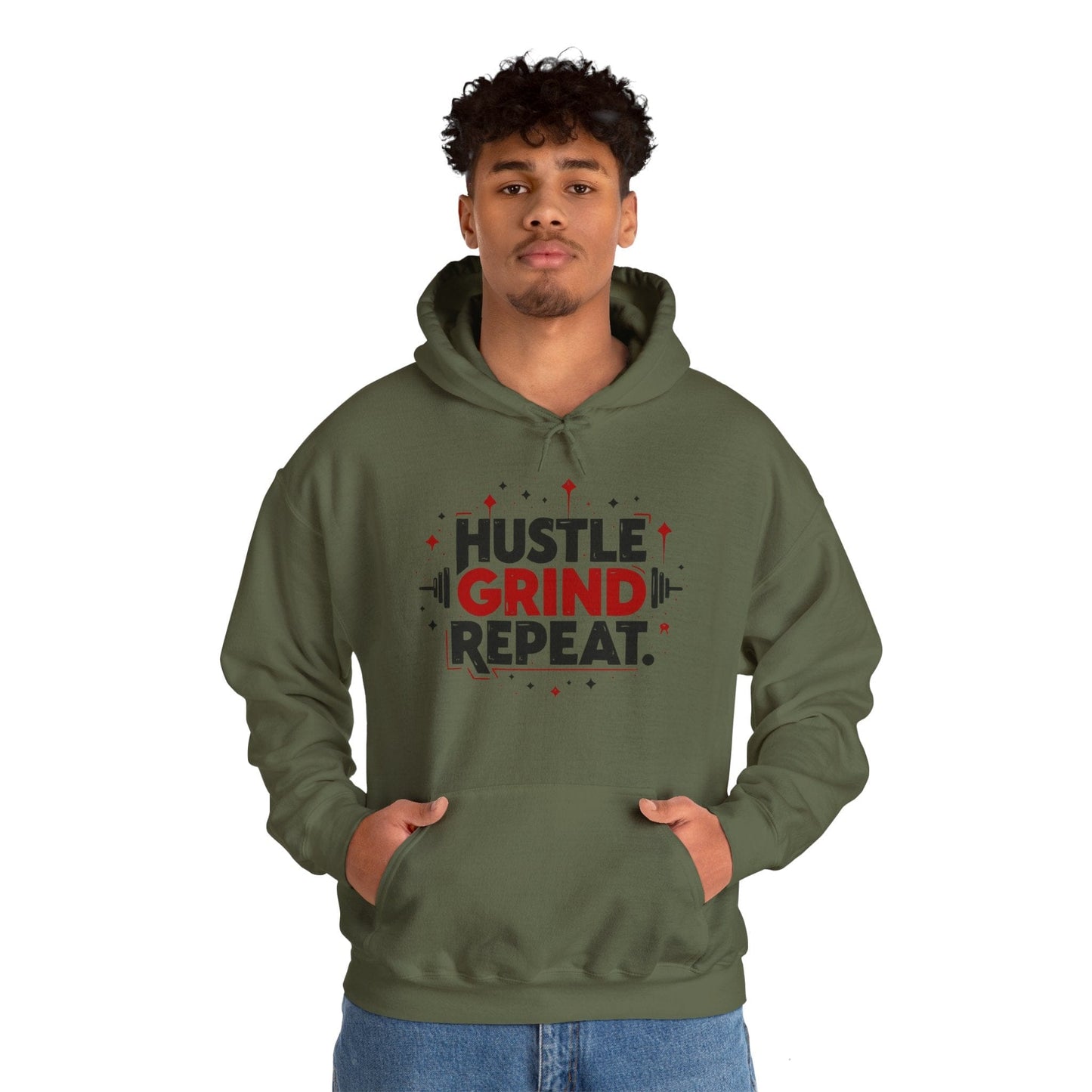Hustle Grind Repeat Hoodie - Motivational Unisex Sweatshirt for Fitness Enthusiasts
