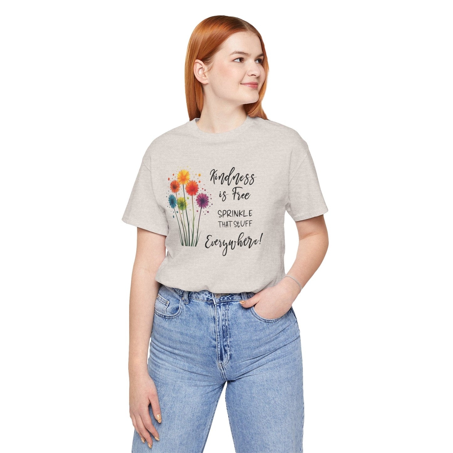Kindness is Free Floral Tee – Unisex Short Sleeve Shirt for Positive Vibes
