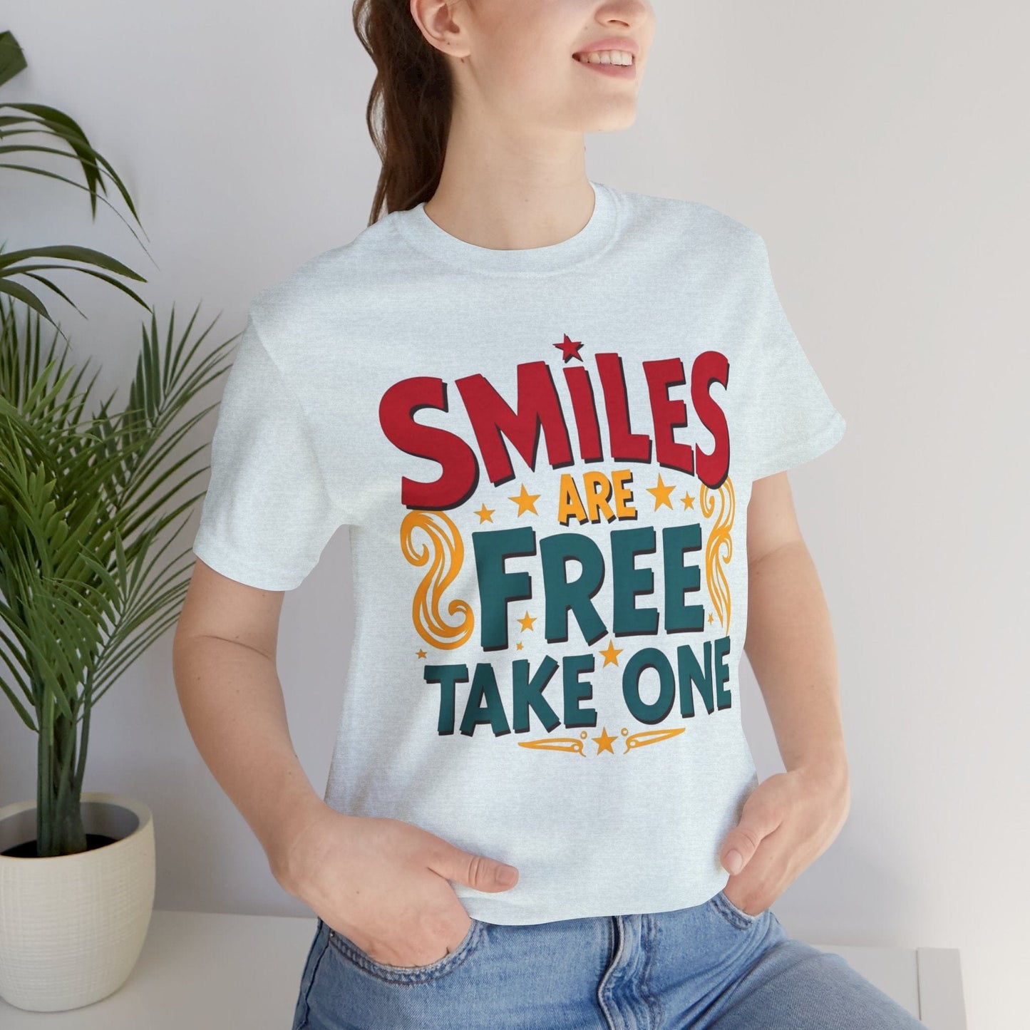 Unisex Smiles Are Free Tee - Comfortable Casual Shirt for Joyful Moments