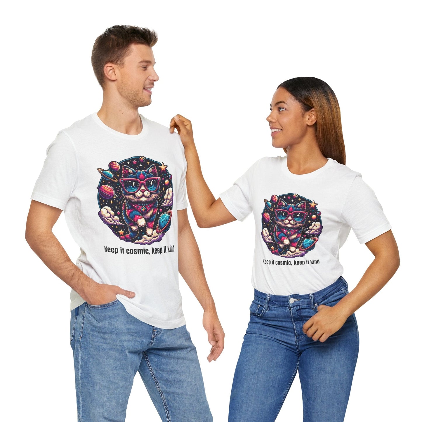 Cosmic Cat Short Sleeve Tee - "Keep It Cosmic, Keep It Kind"
