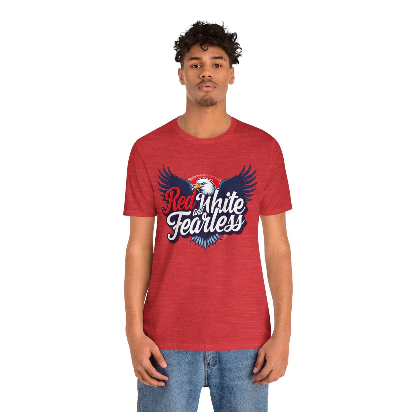 Red, White, and Fearless Unisex Jersey Tee for Patriotic Celebrations
