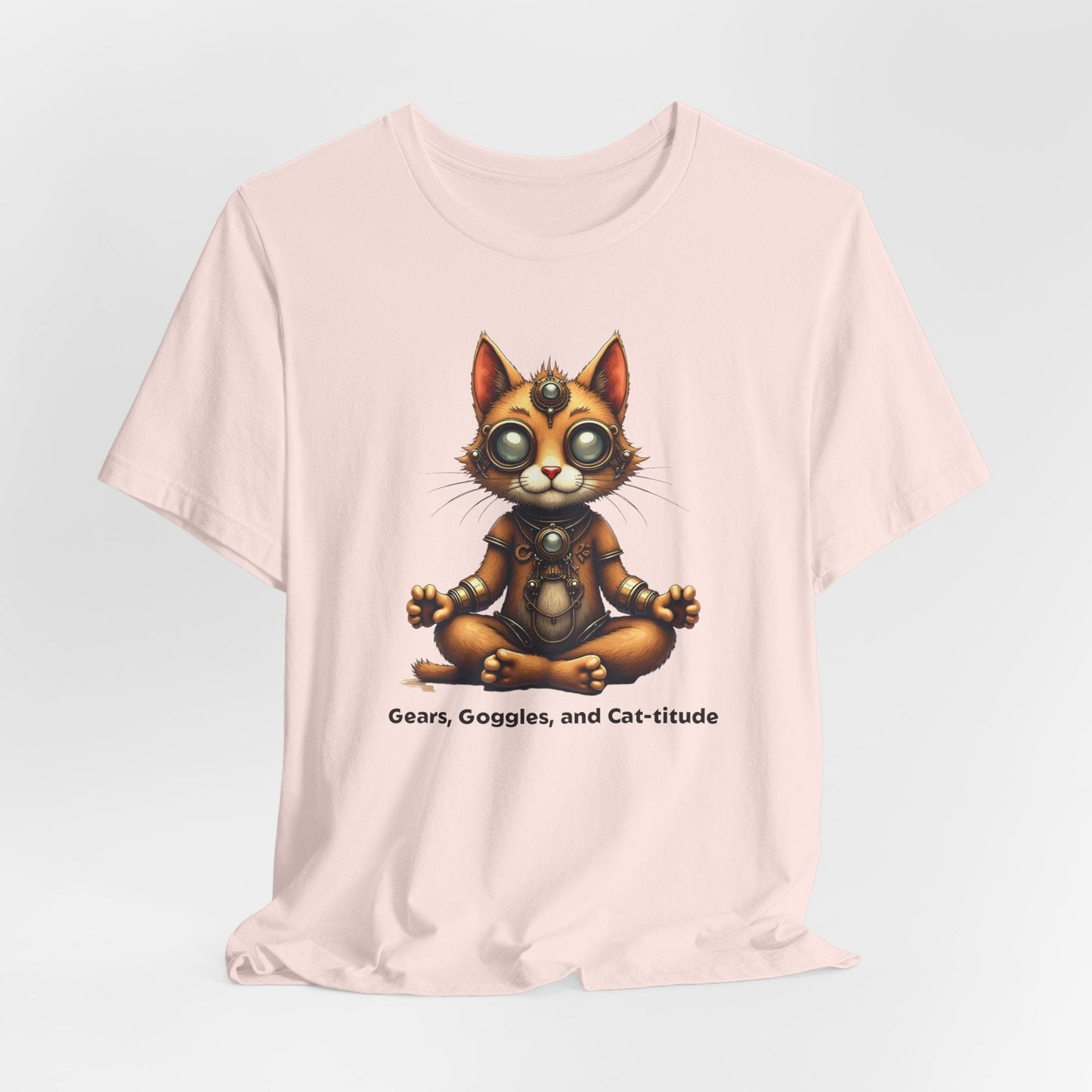 Gears, Goggles, and Cat-titude T-shirt | Cute Cat Meditation