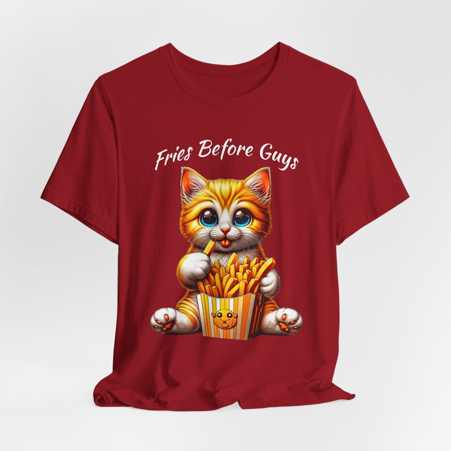 Fries Before Guys Cat T-Shirt | Cute & Funny Cat Fries Tee