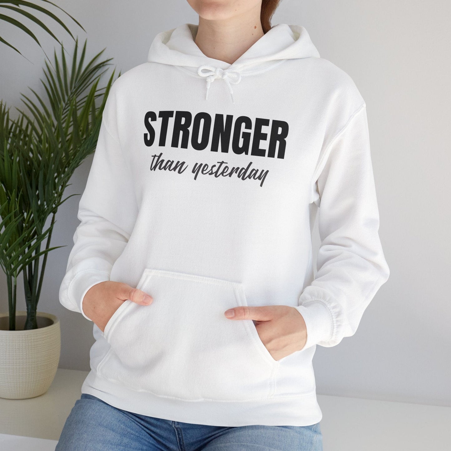 Stronger Than Yesterday Heavy Blend Hooded Sweatshirt | Motivational