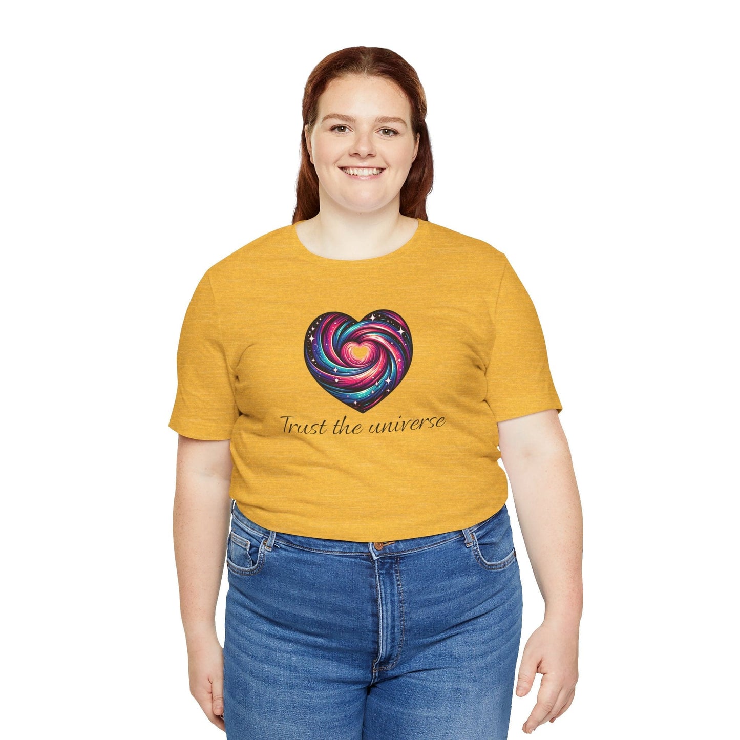 Trust the Universe Unisex Jersey Tee - Inspirational Cosmic Heart Design