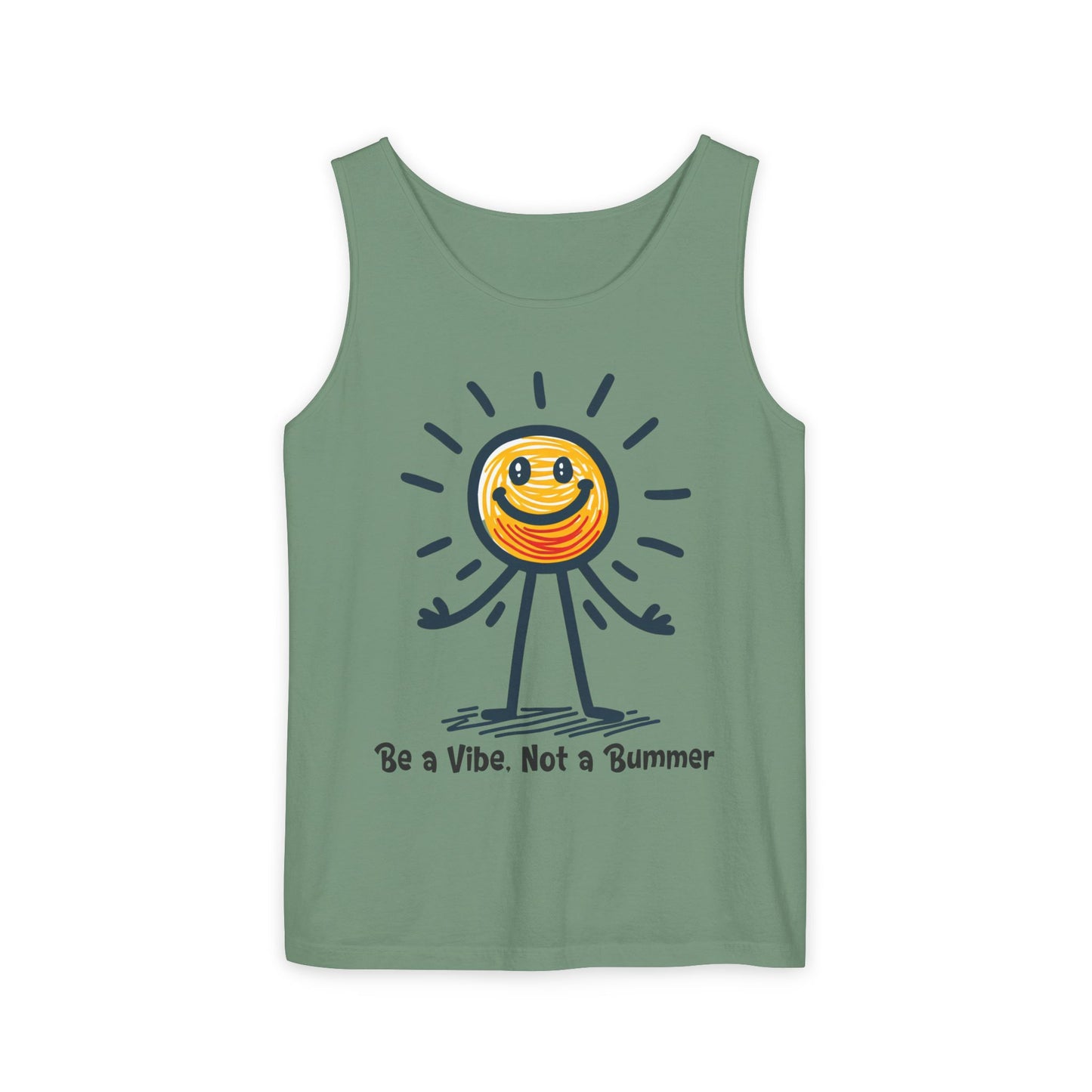 Unisex Garment-Dyed Tank Top - 'Be a Vibe. Not a Bummer' Motivational Tee