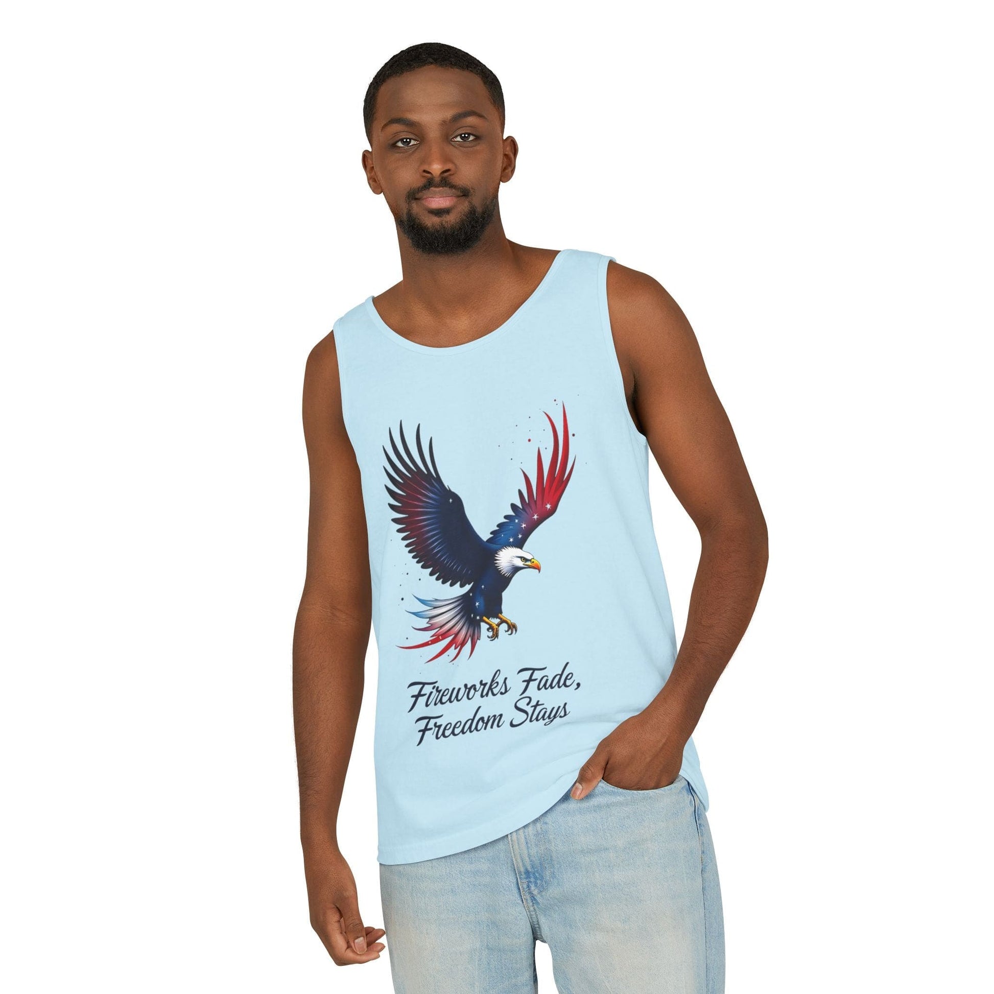 Patriotic Eagle Tank Top | Fireworks Fade, Freedom Stays