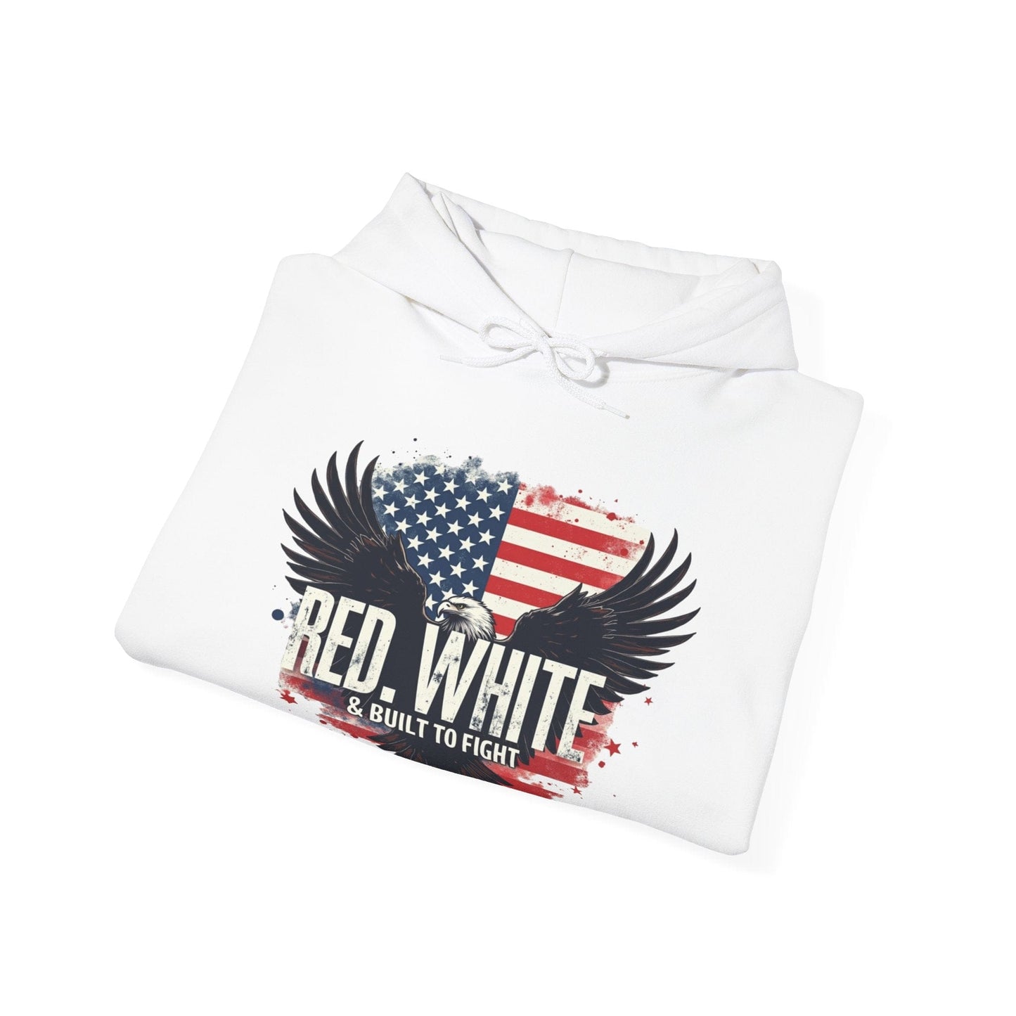 Patriotic Eagle Hoodie - Red, White & Built to Fight