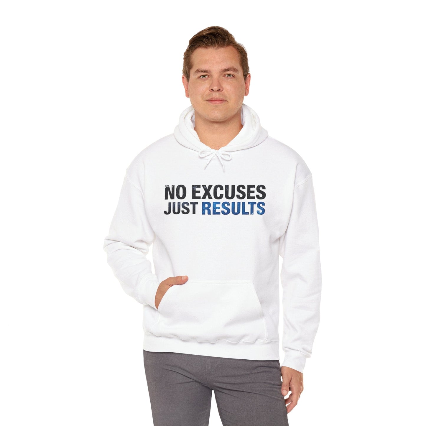 No Excuses Just Results Hooded Sweatshirt - Motivational Unisex Heavy Blend™ Hoodie