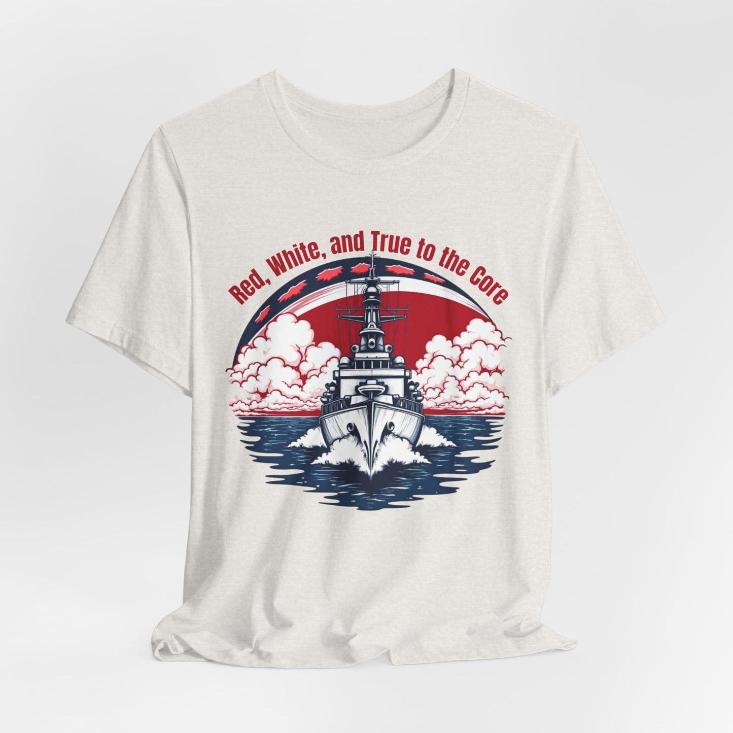 Patriotic Unisex Jersey T-Shirt - "Red, White, and True to the Core"