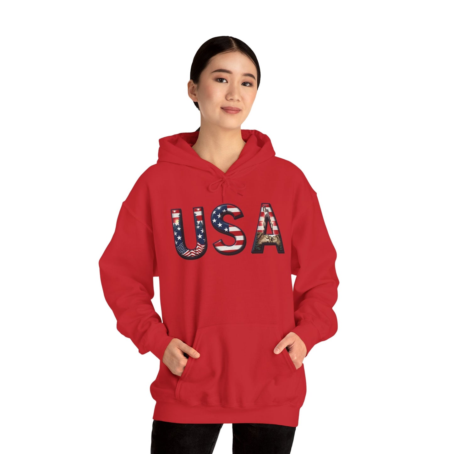 USA Flag Unisex Heavy Blend Hoodie - Perfect for Patriotic Occasions