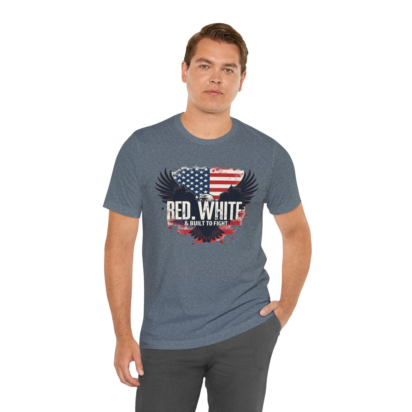 Patriotic Eagle Graphic Tee - Red, White & Built to Fight