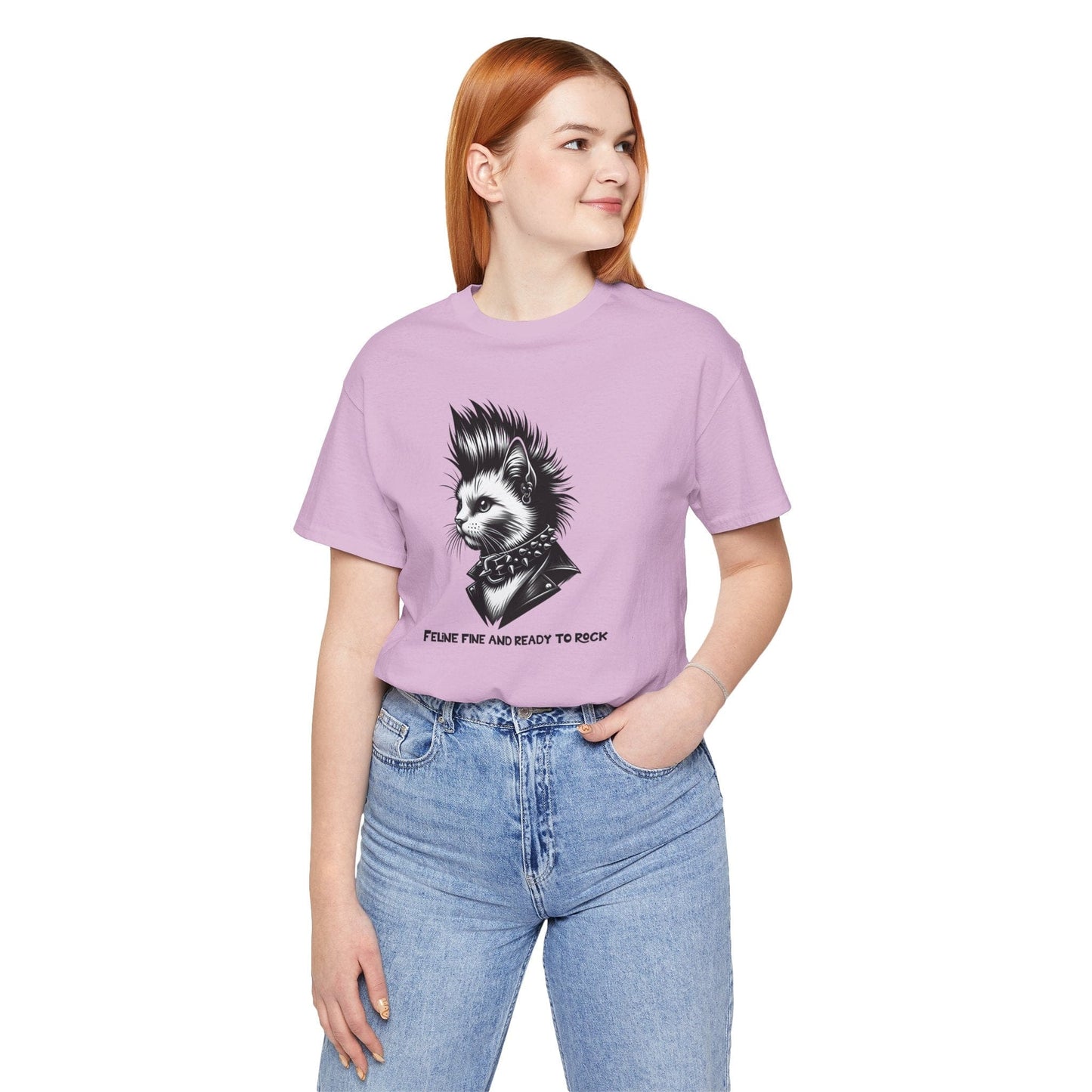 Short Sleeve Tee - Feline Fine Rocker Cat Print