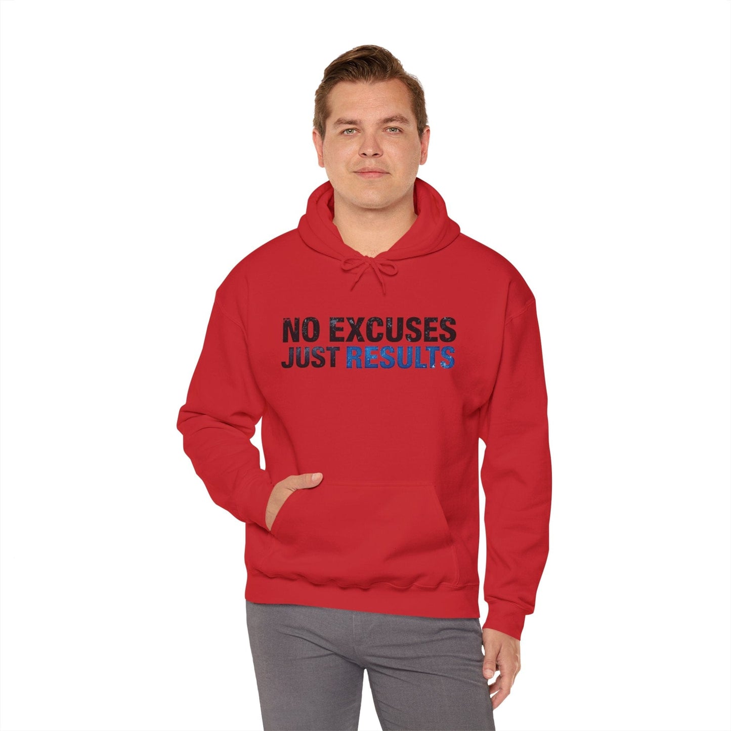 No Excuses Just Results Hooded Sweatshirt - Motivational Unisex Heavy Blend™ Hoodie