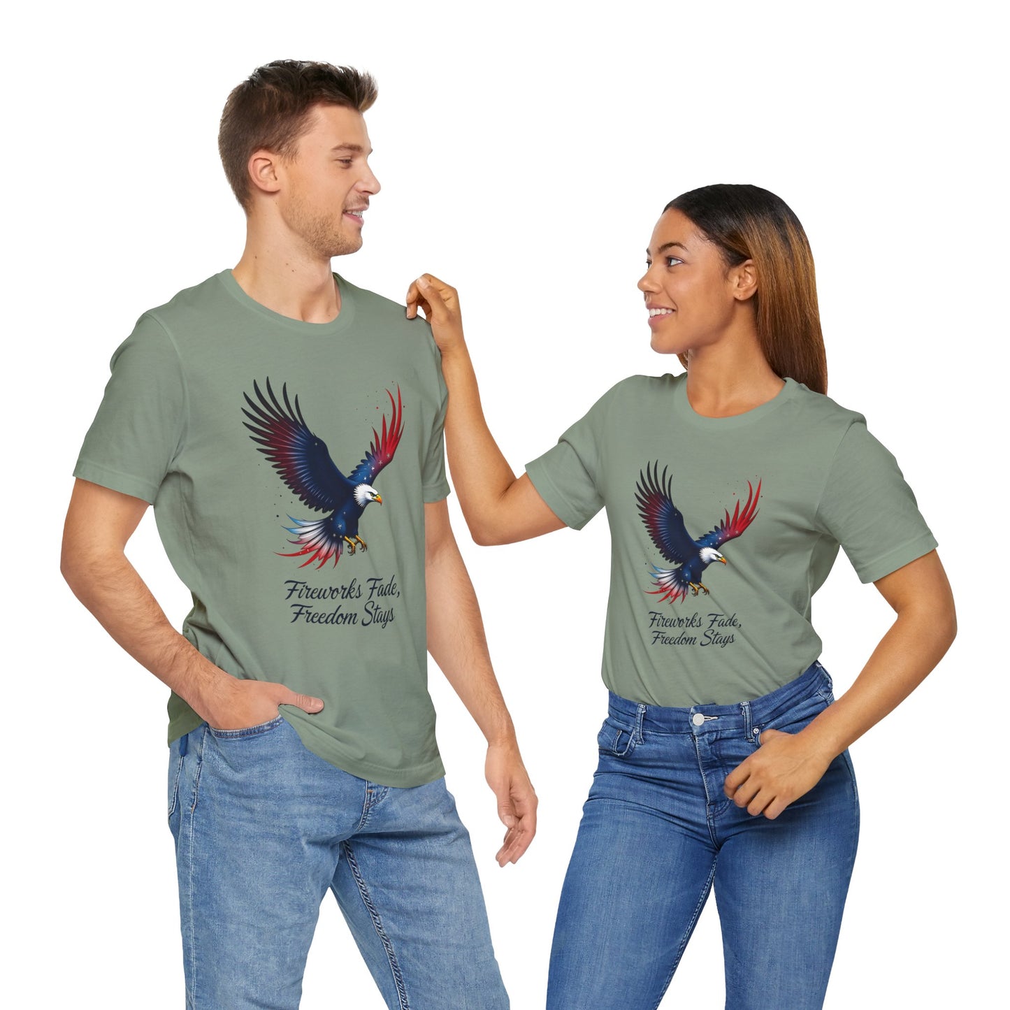 Patriotic Eagle Tee - Fireworks Fade, Freedom Stays