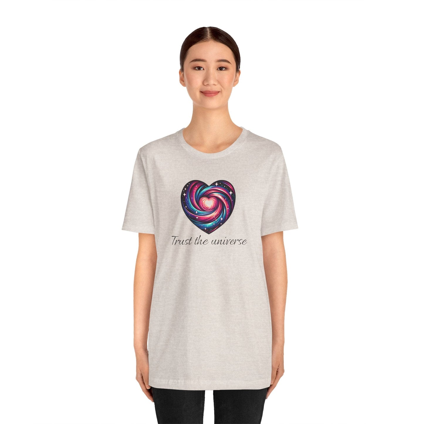 Trust the Universe Unisex Jersey Tee - Inspirational Cosmic Heart Design