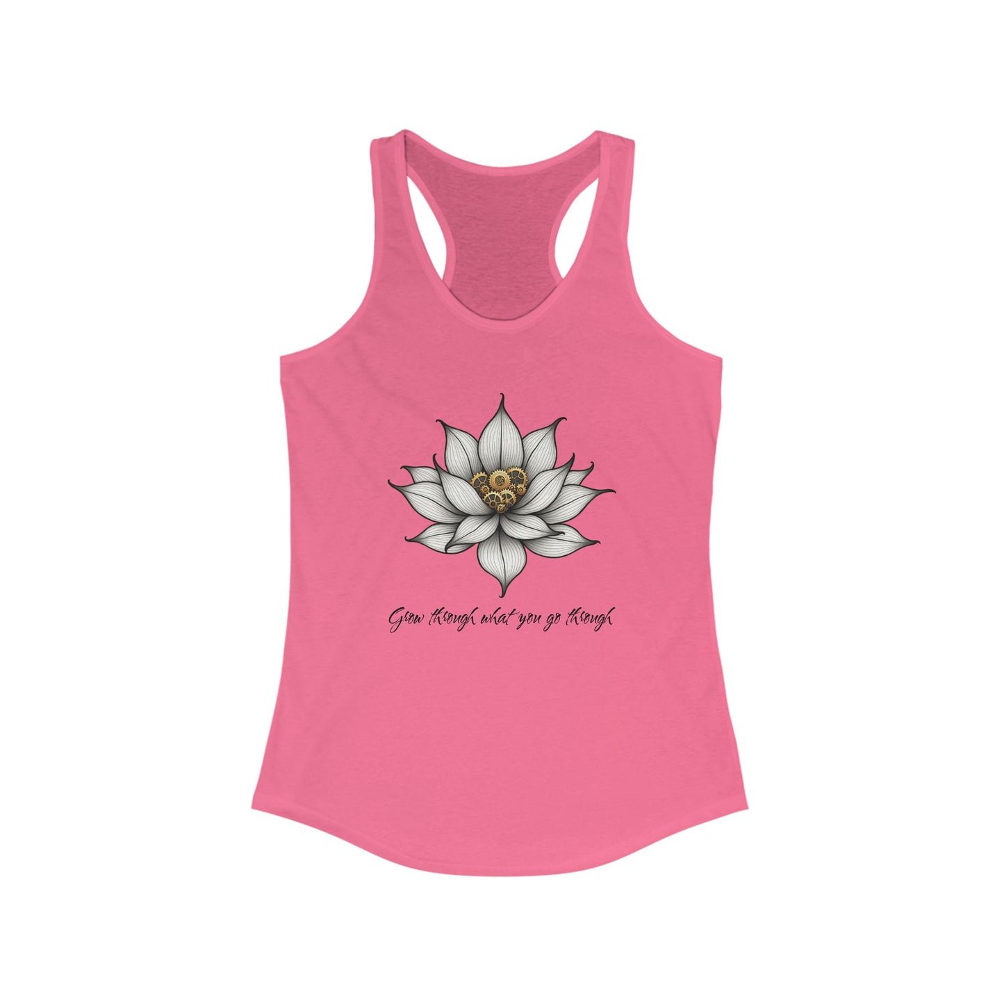 Inspirational Lotus Flower Racerback Tank Top - "Grow Through What You Go Through"