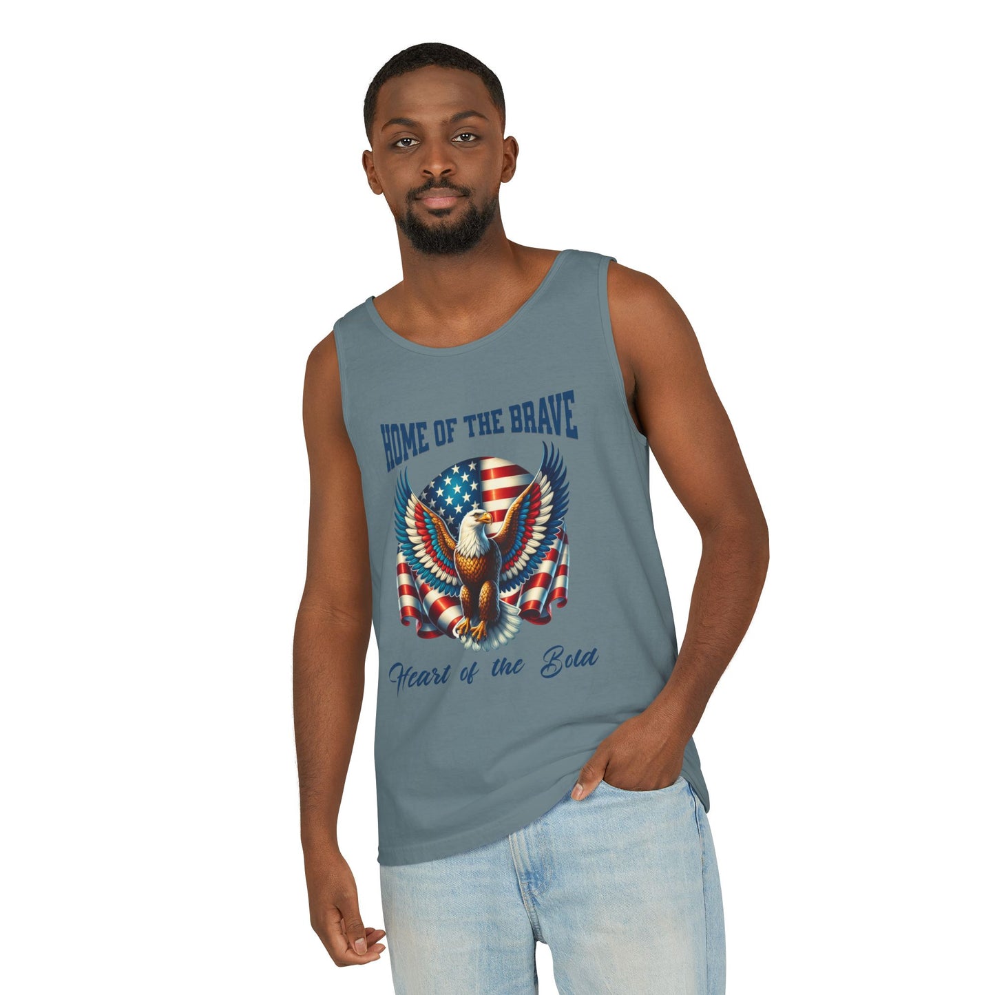 Home of the Brave Unisex Tank Top - Patriotic Eagle Design