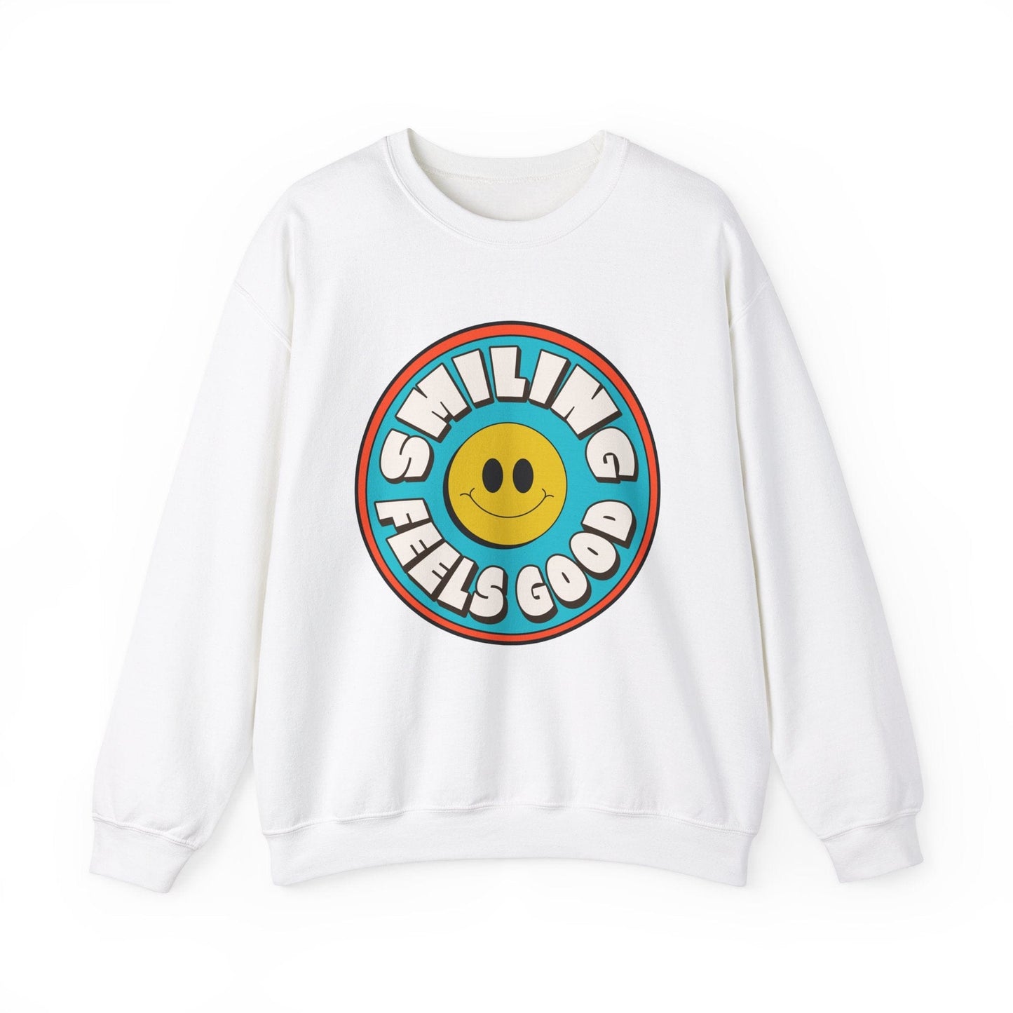 Smiling Feels Good Crewneck Sweatshirt for Positivity Lovers