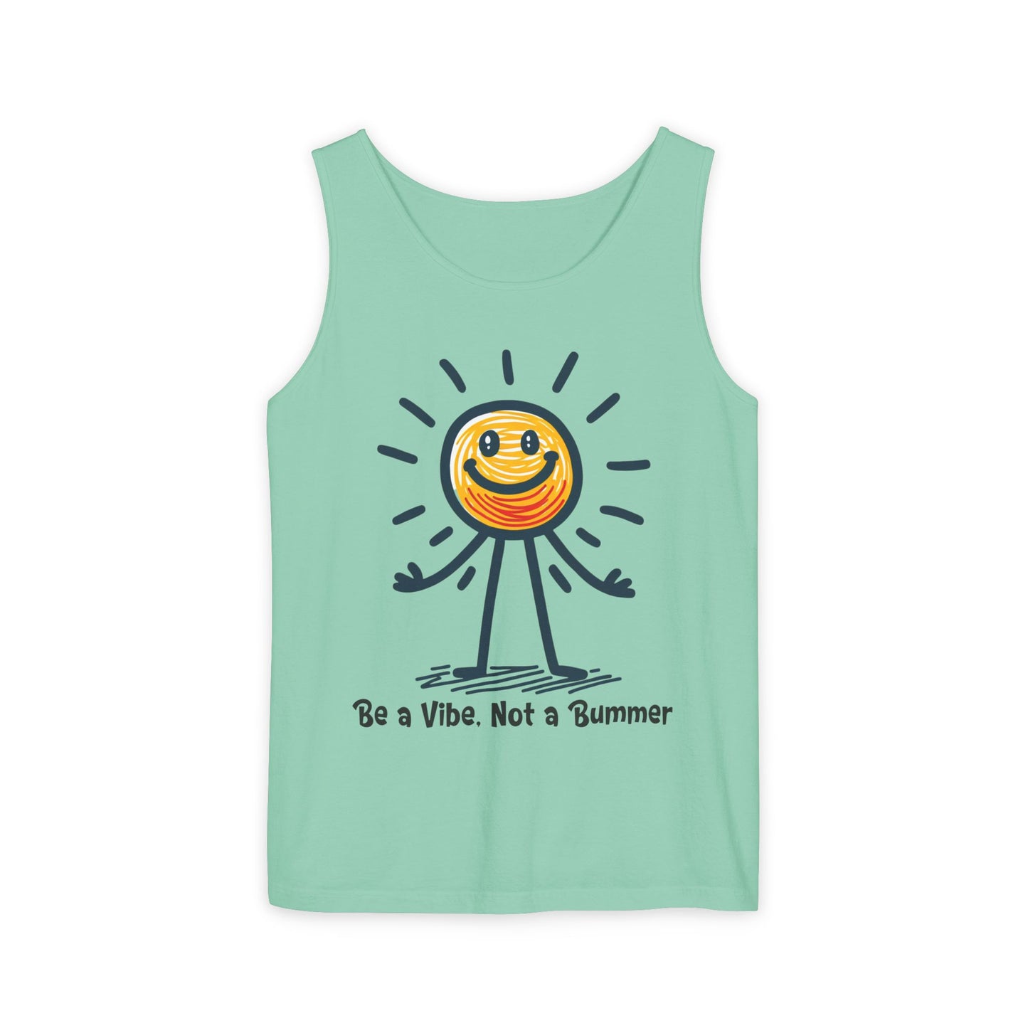 Unisex Garment-Dyed Tank Top - 'Be a Vibe. Not a Bummer' Motivational Tee