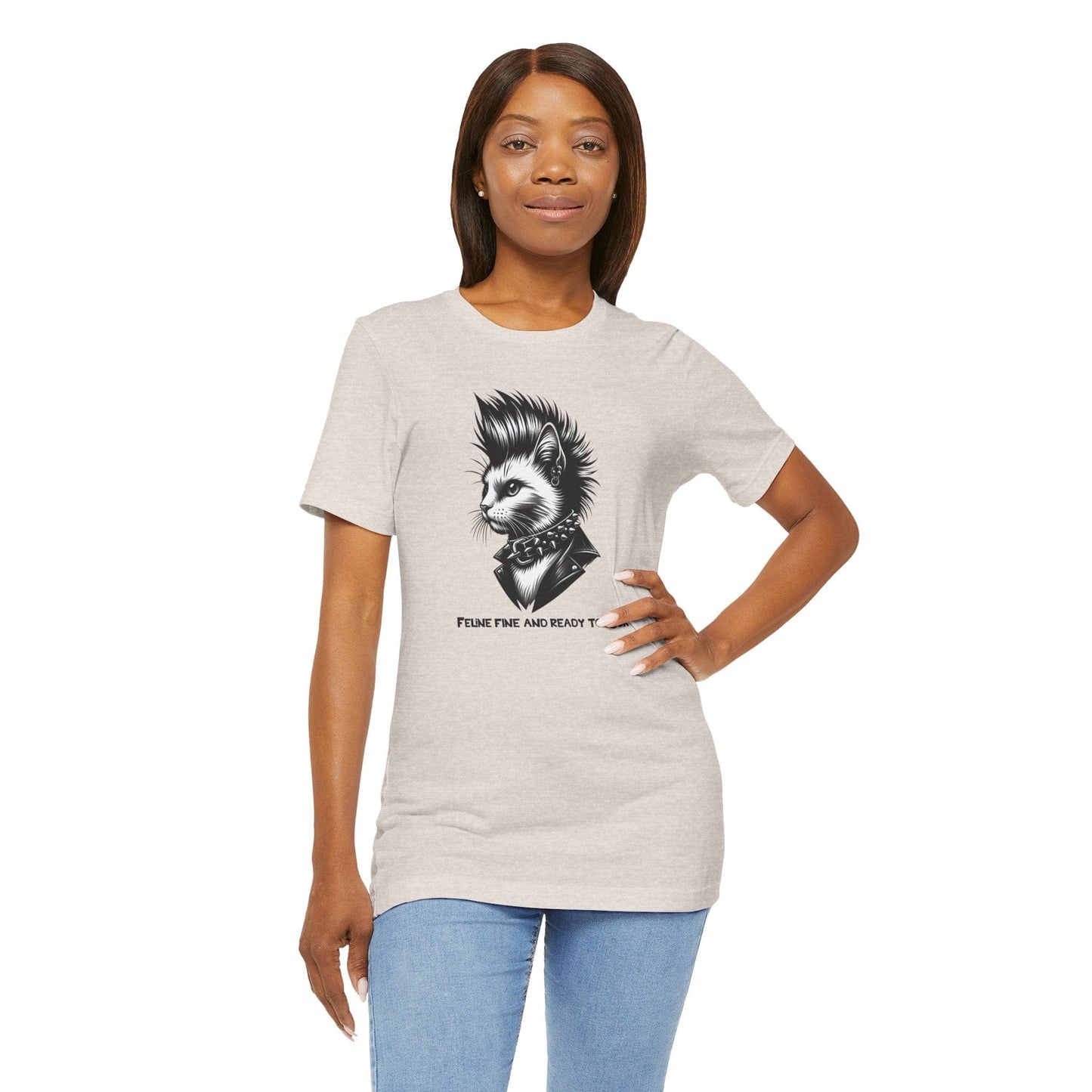 Short Sleeve Tee - Feline Fine Rocker Cat Print