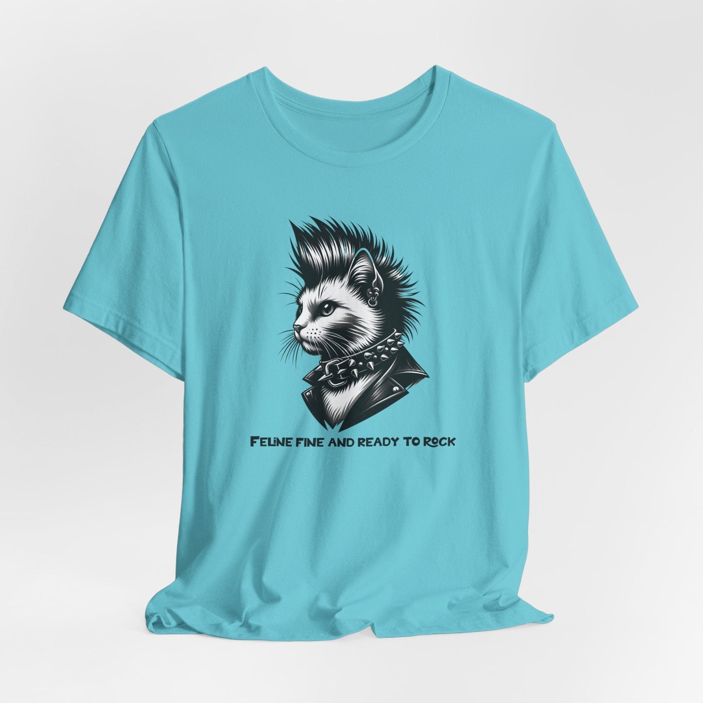 Short Sleeve Tee - Feline Fine Rocker Cat Print