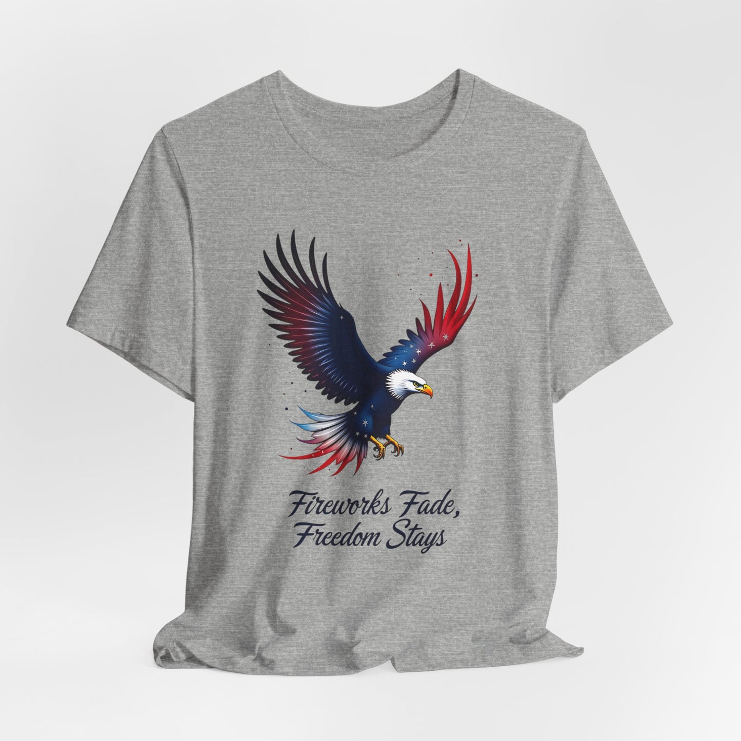 Patriotic Eagle Tee - Fireworks Fade, Freedom Stays