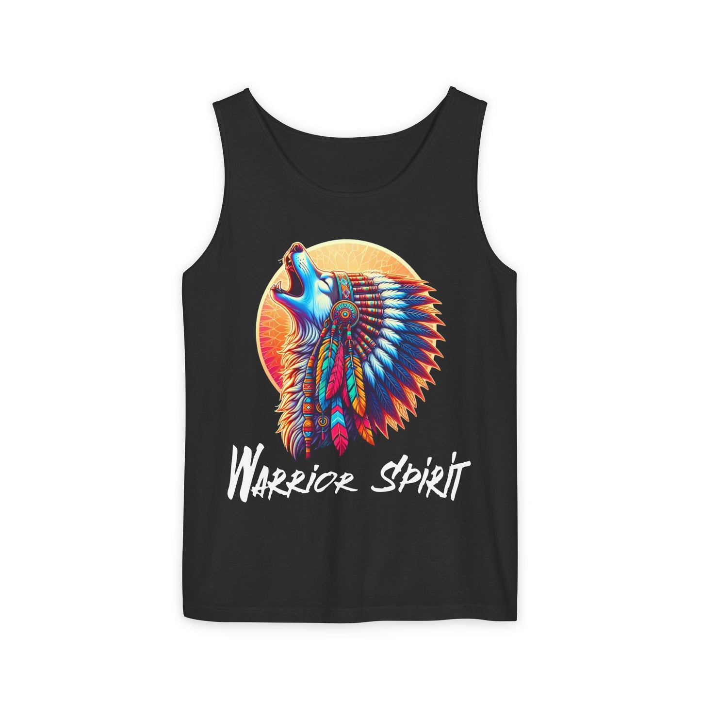 Warrior Spirit Tank Top with Howling Wolf in Headdress