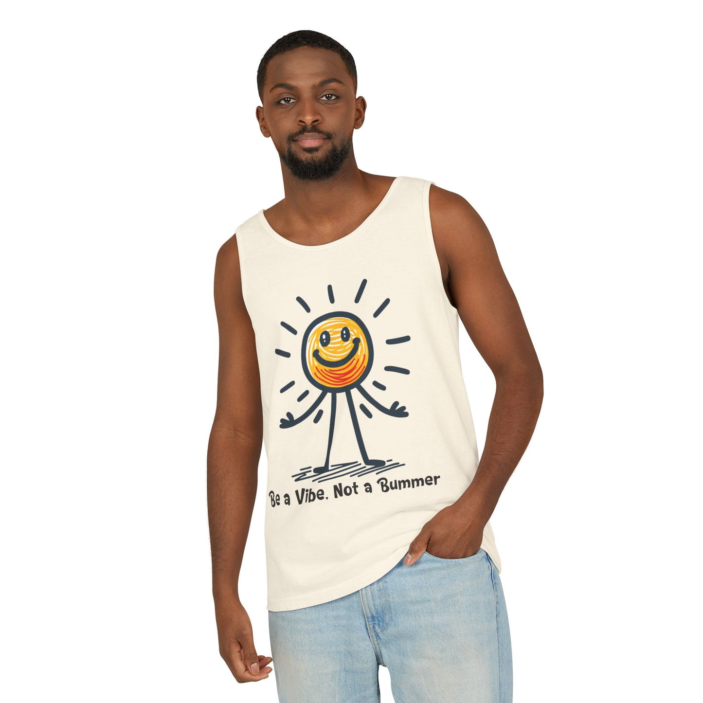 Unisex Garment-Dyed Tank Top - 'Be a Vibe. Not a Bummer' Motivational Tee