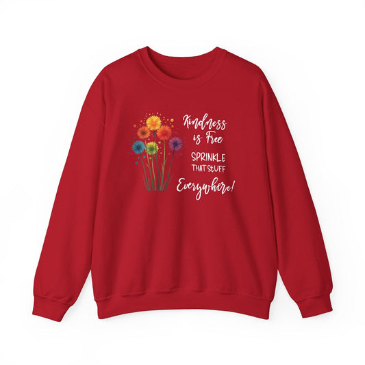 Kindness is Free Crewneck Sweatshirt - Unisex Heavy Blend™ - Colorful Floral Design