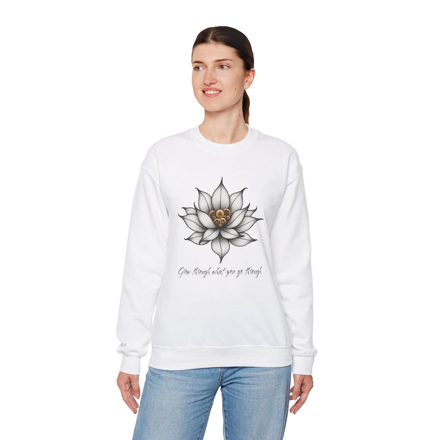 Inspirational Lotus Sweatshirt - "Grow Through What You Go Through"