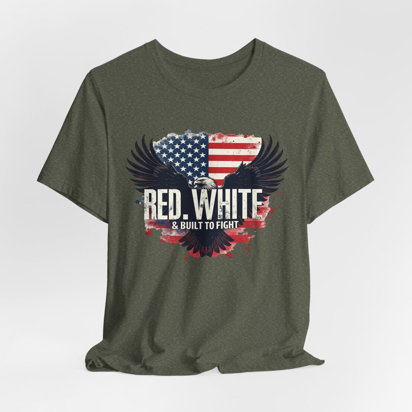 Patriotic Eagle Graphic Tee - Red, White & Built to Fight