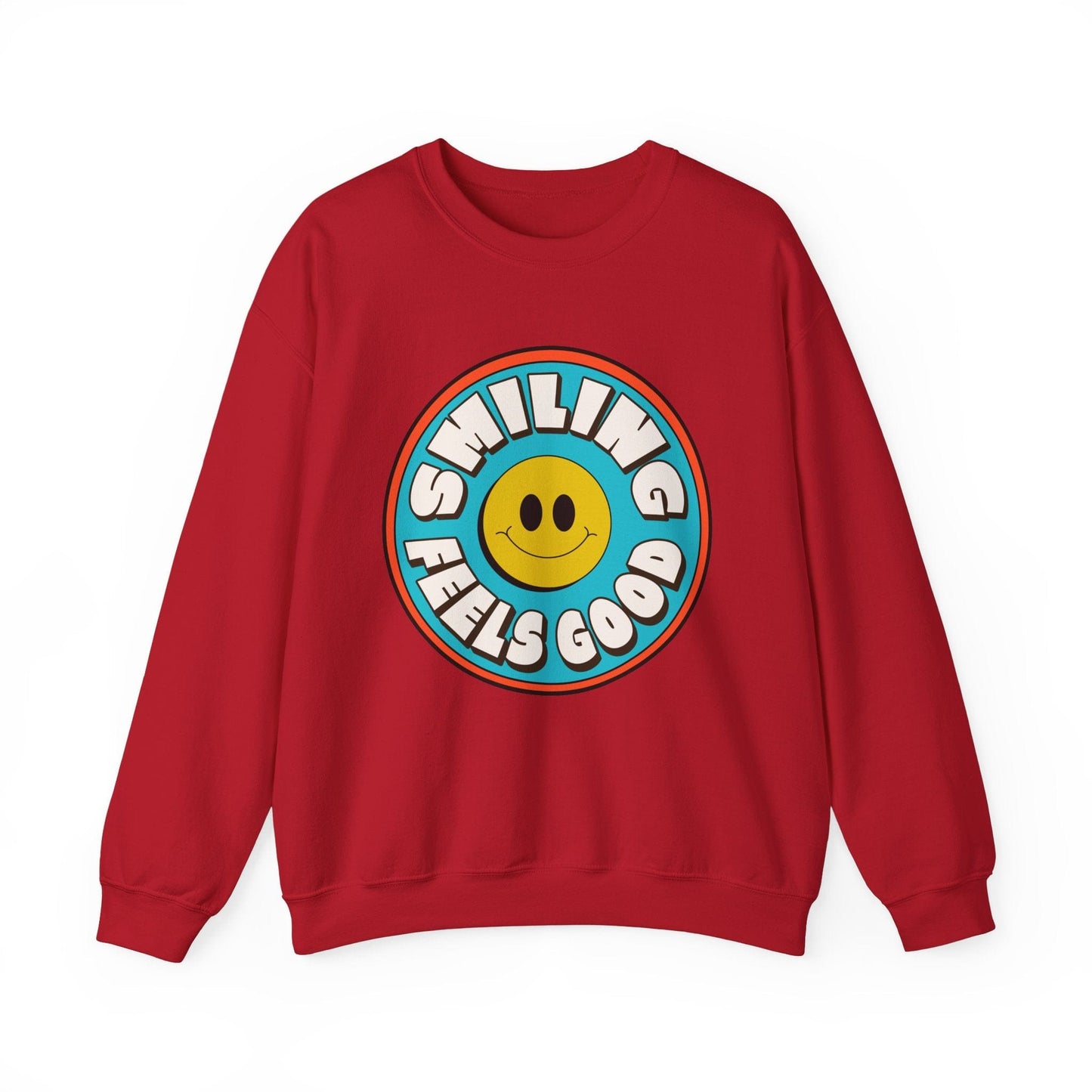 Smiling Feels Good Crewneck Sweatshirt for Positivity Lovers