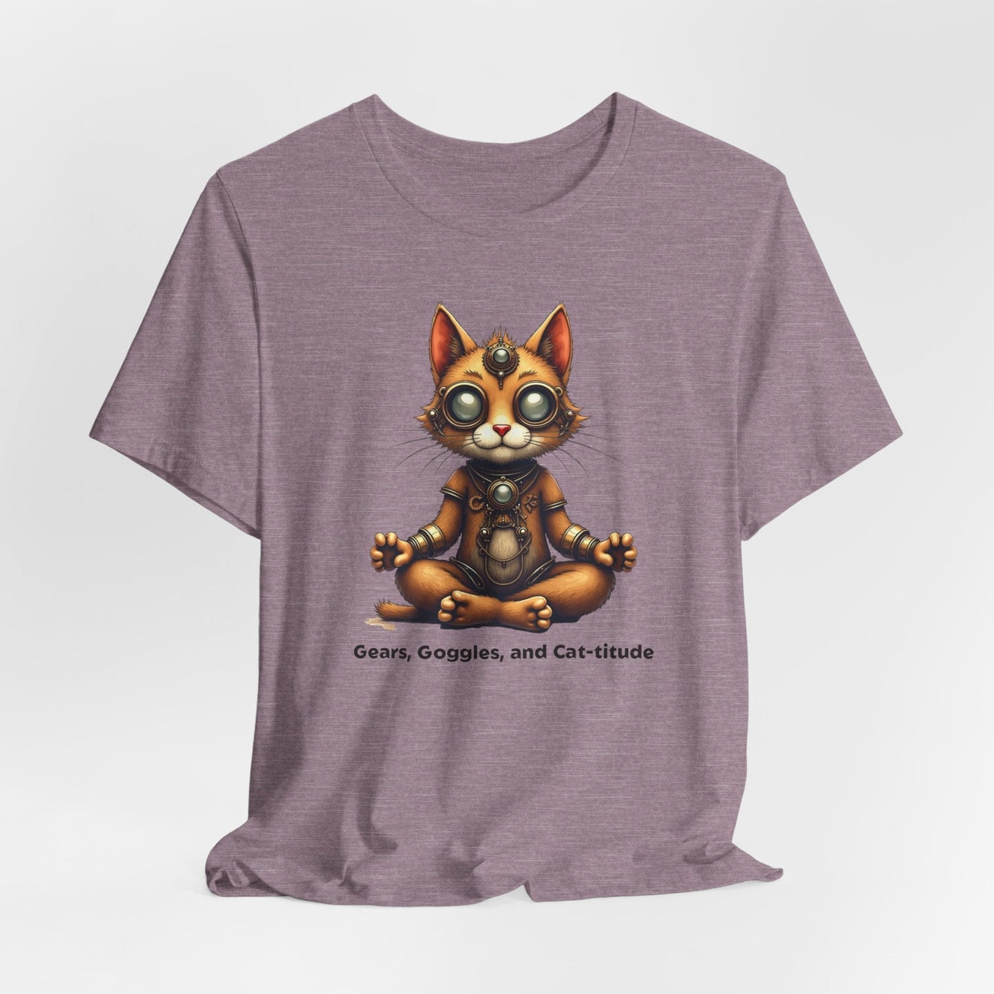 Gears, Goggles, and Cat-titude T-shirt | Cute Cat Meditation