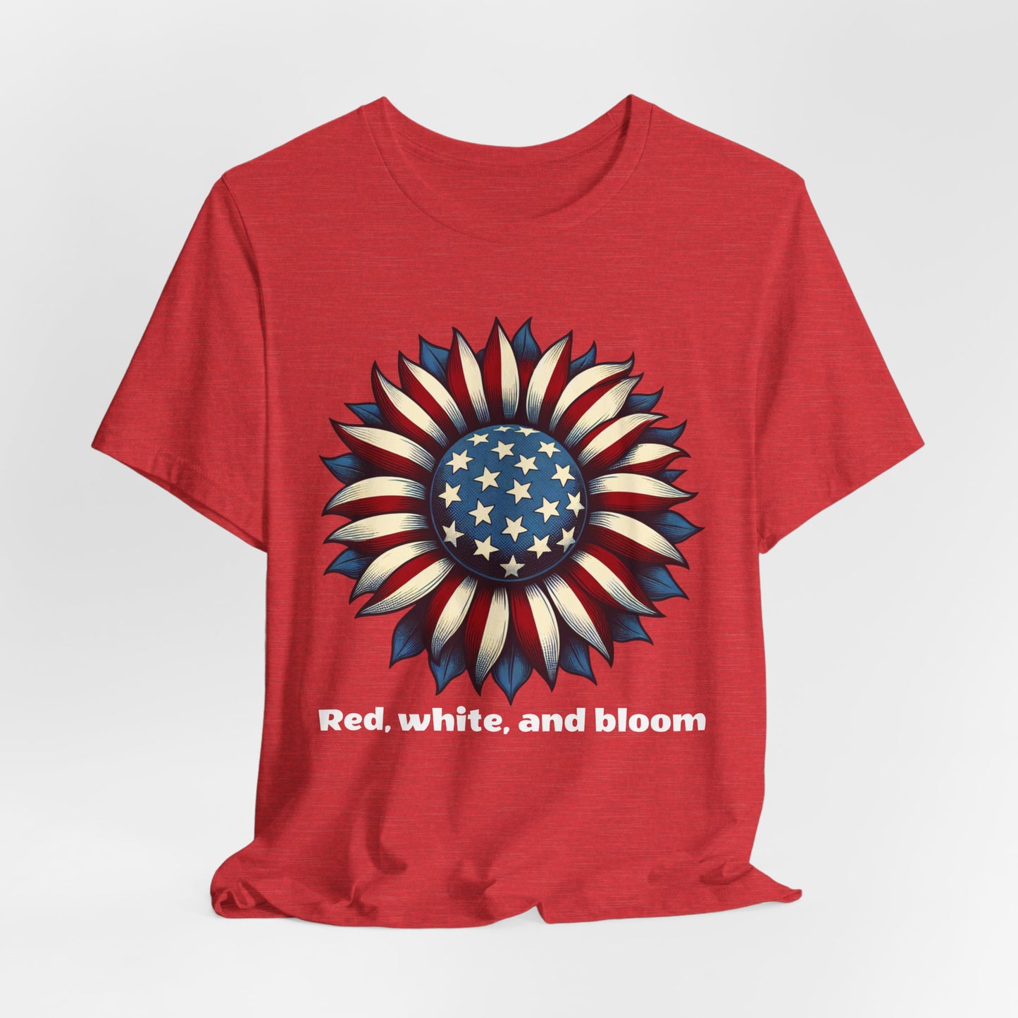 Patriotic Floral Tee - Red, White, and Bloom Unisex Jersey Short Sleeve Shirt