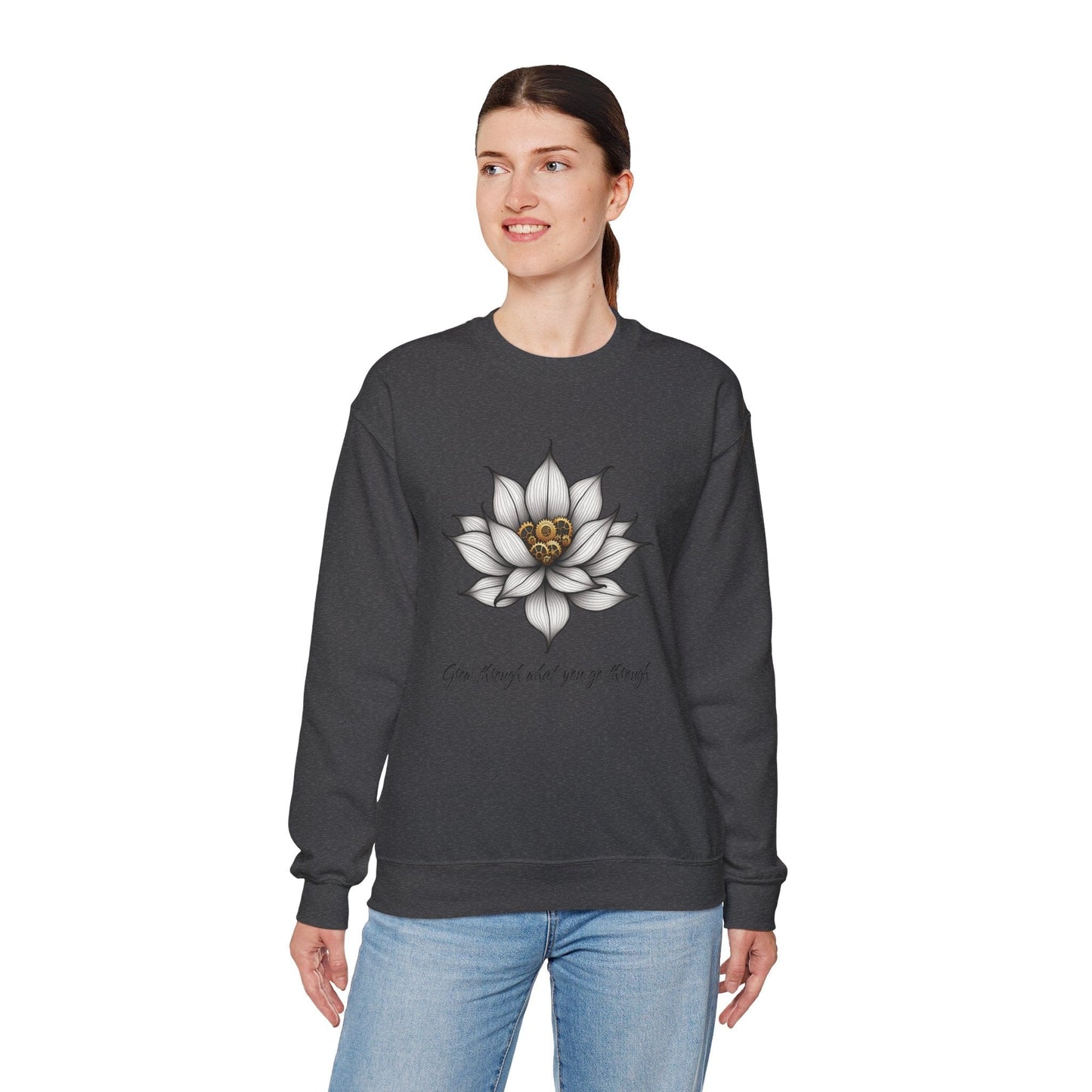 Inspirational Lotus Sweatshirt - "Grow Through What You Go Through"