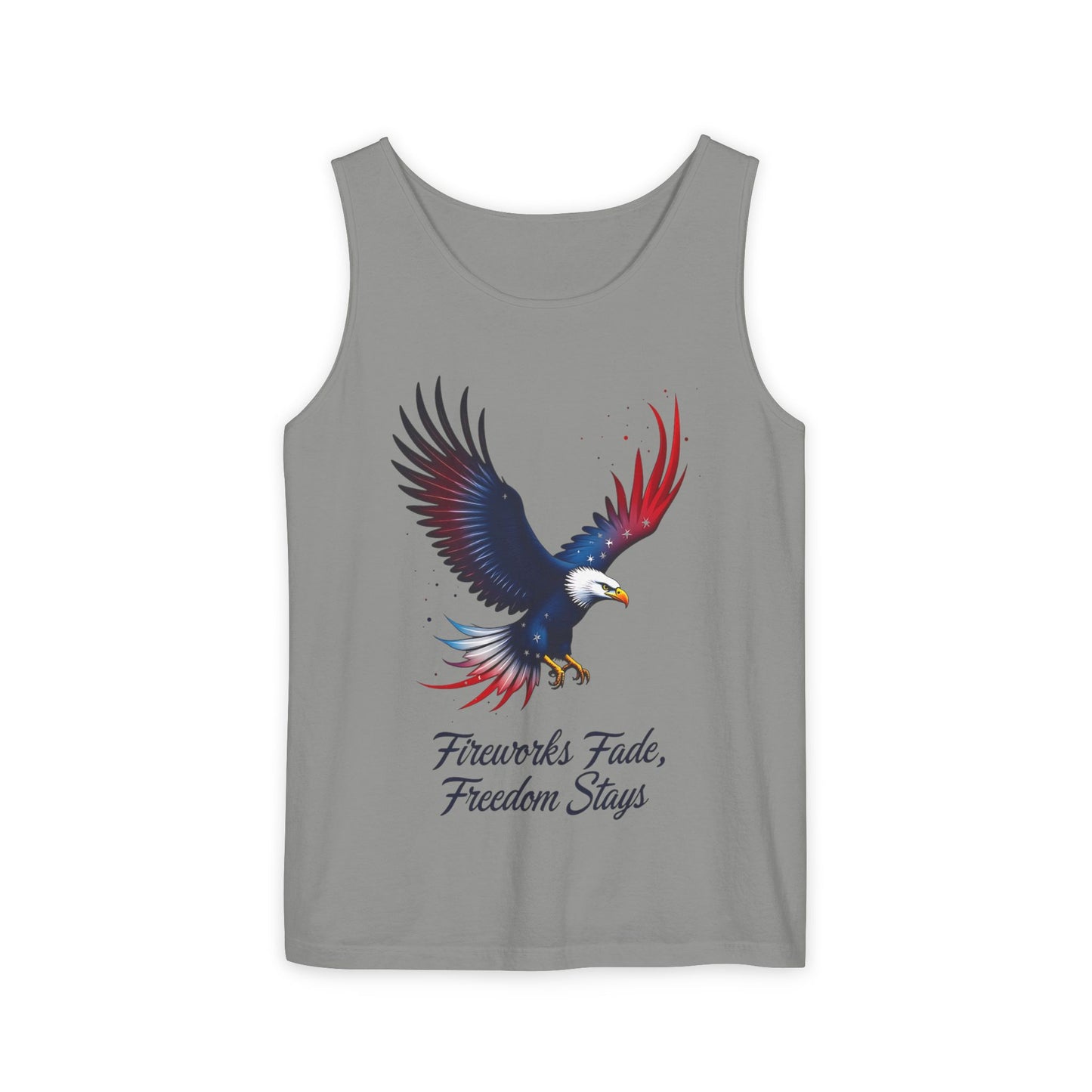 Patriotic Eagle Tank Top – "Fireworks Fade, Freedom Stays"