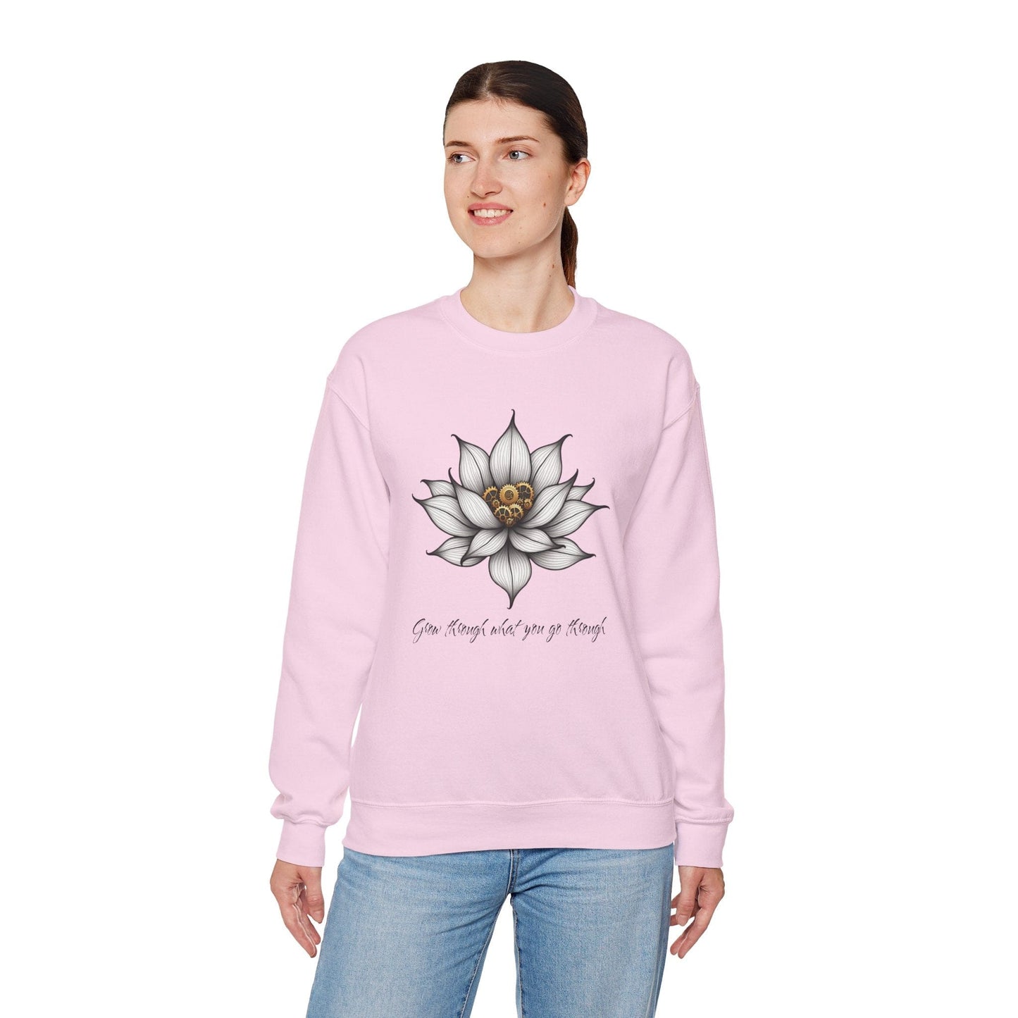 Inspirational Lotus Sweatshirt - "Grow Through What You Go Through"