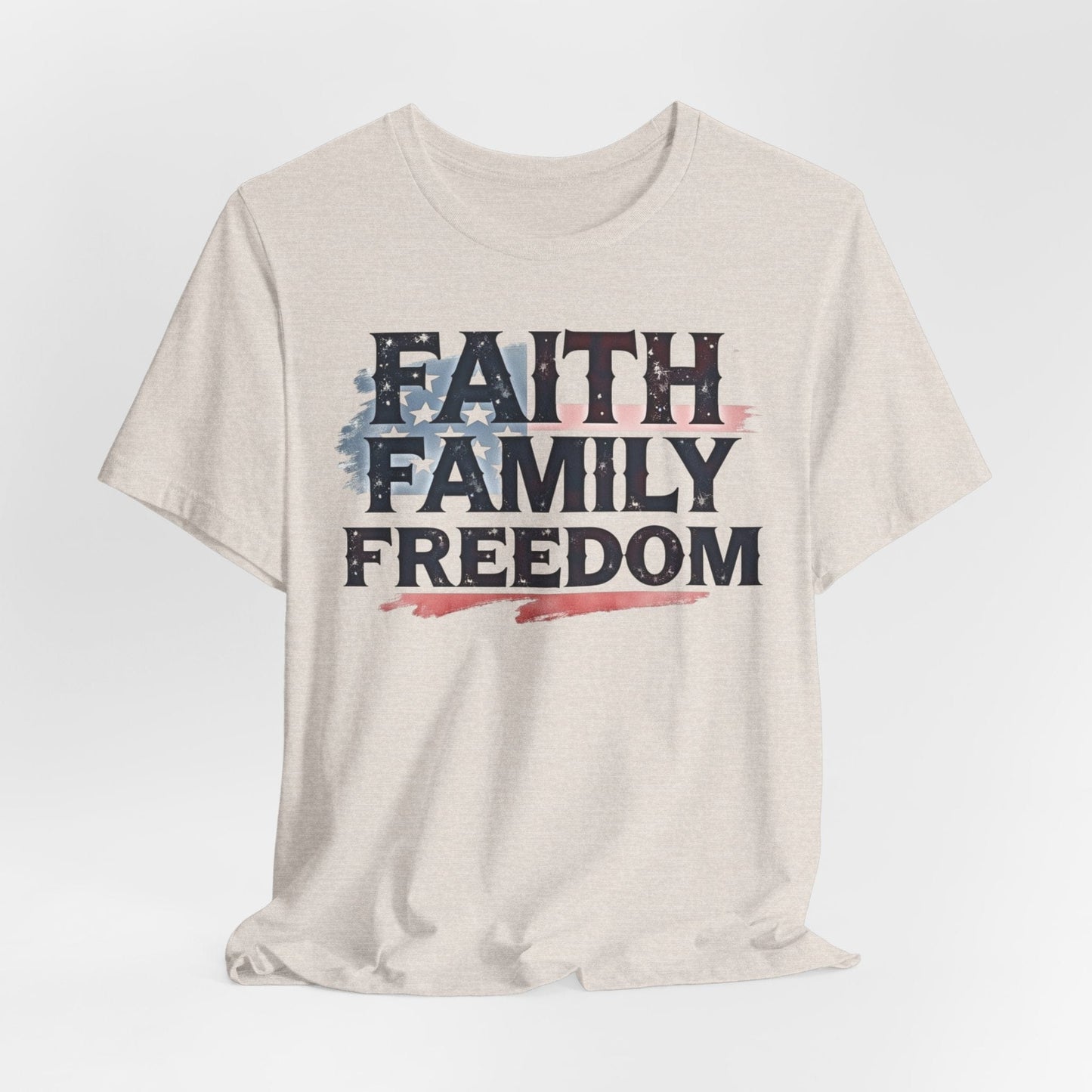 Faith Family Freedom Unisex Tee - USA Flag Graphic Shirt