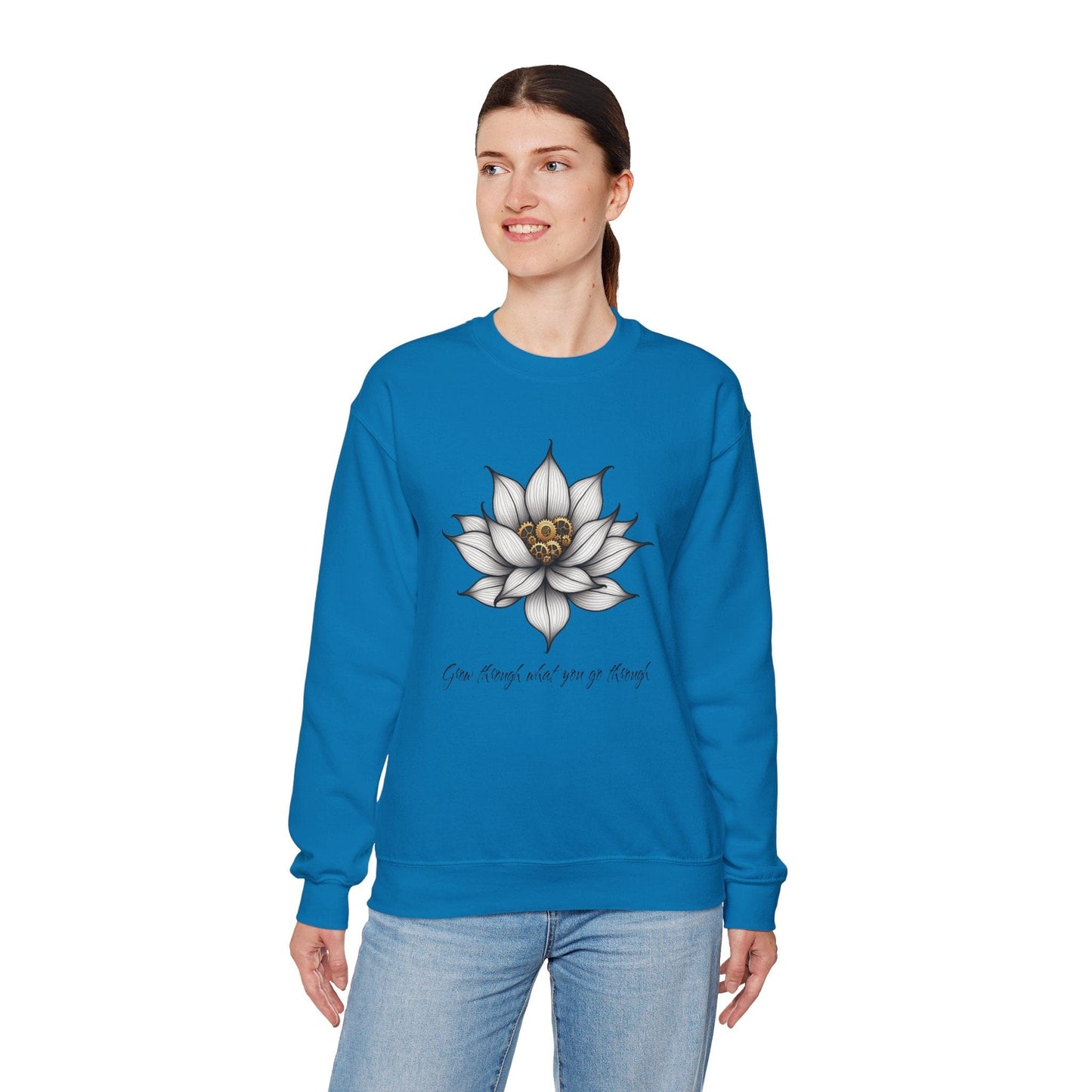 Inspirational Lotus Sweatshirt - "Grow Through What You Go Through"