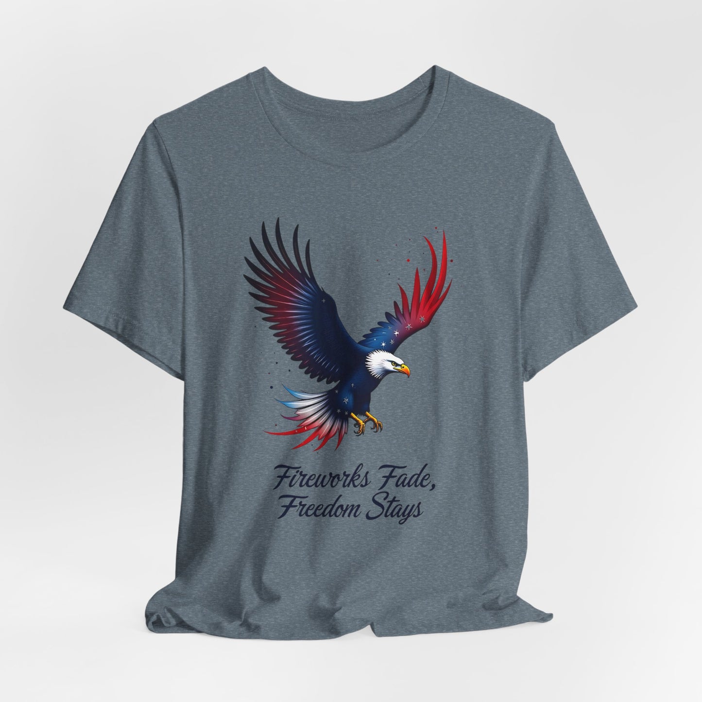 Patriotic Eagle Tee - Fireworks Fade, Freedom Stays