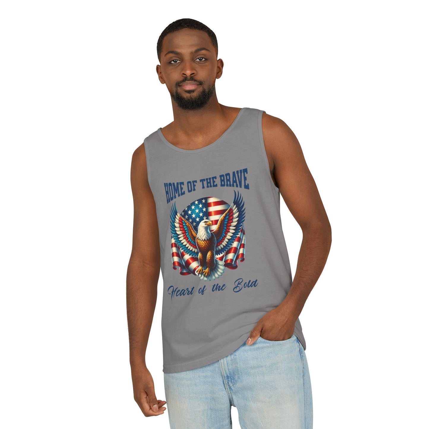 Home of the Brave Unisex Tank Top - Patriotic Eagle Design