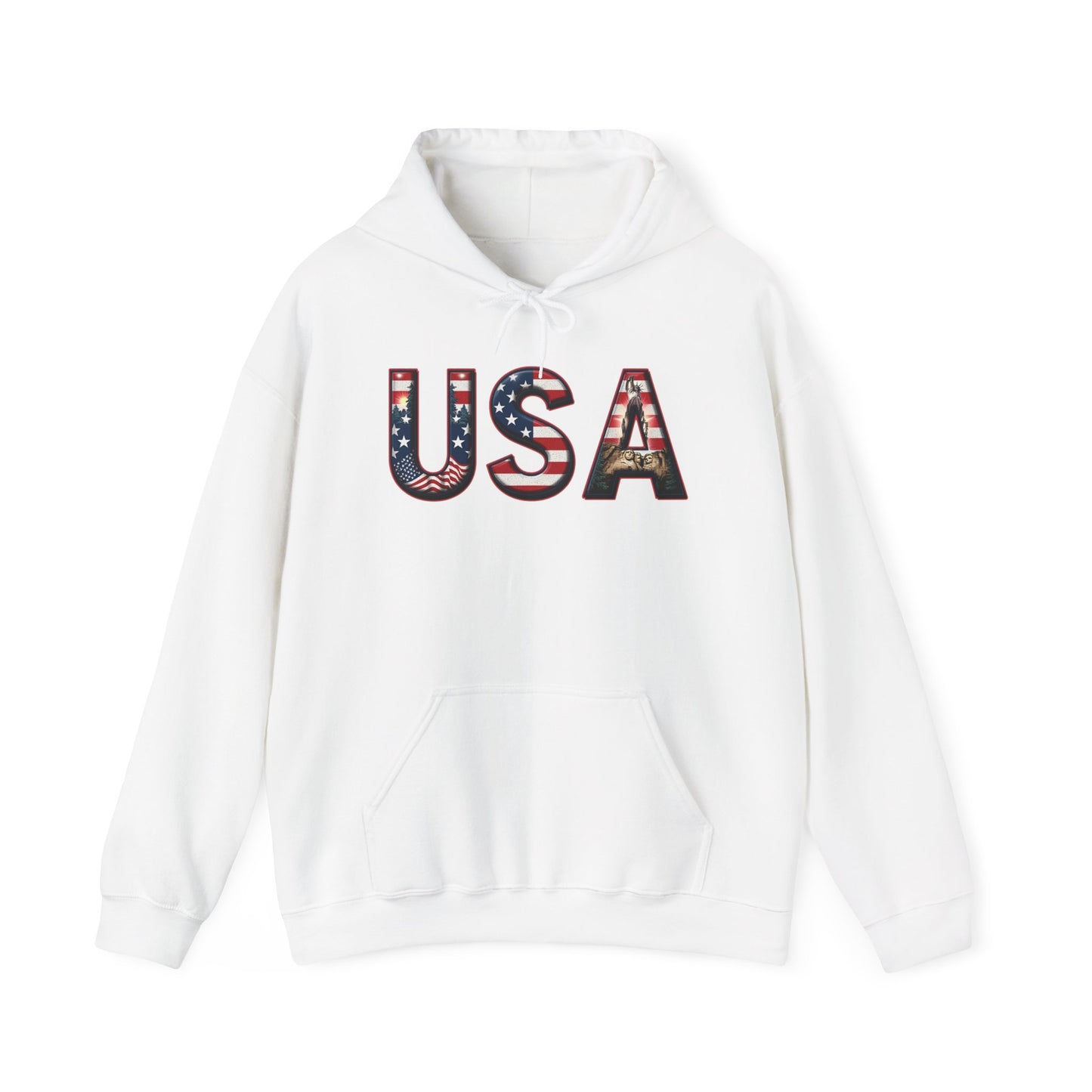 USA Flag Unisex Heavy Blend Hoodie - Perfect for Patriotic Occasions